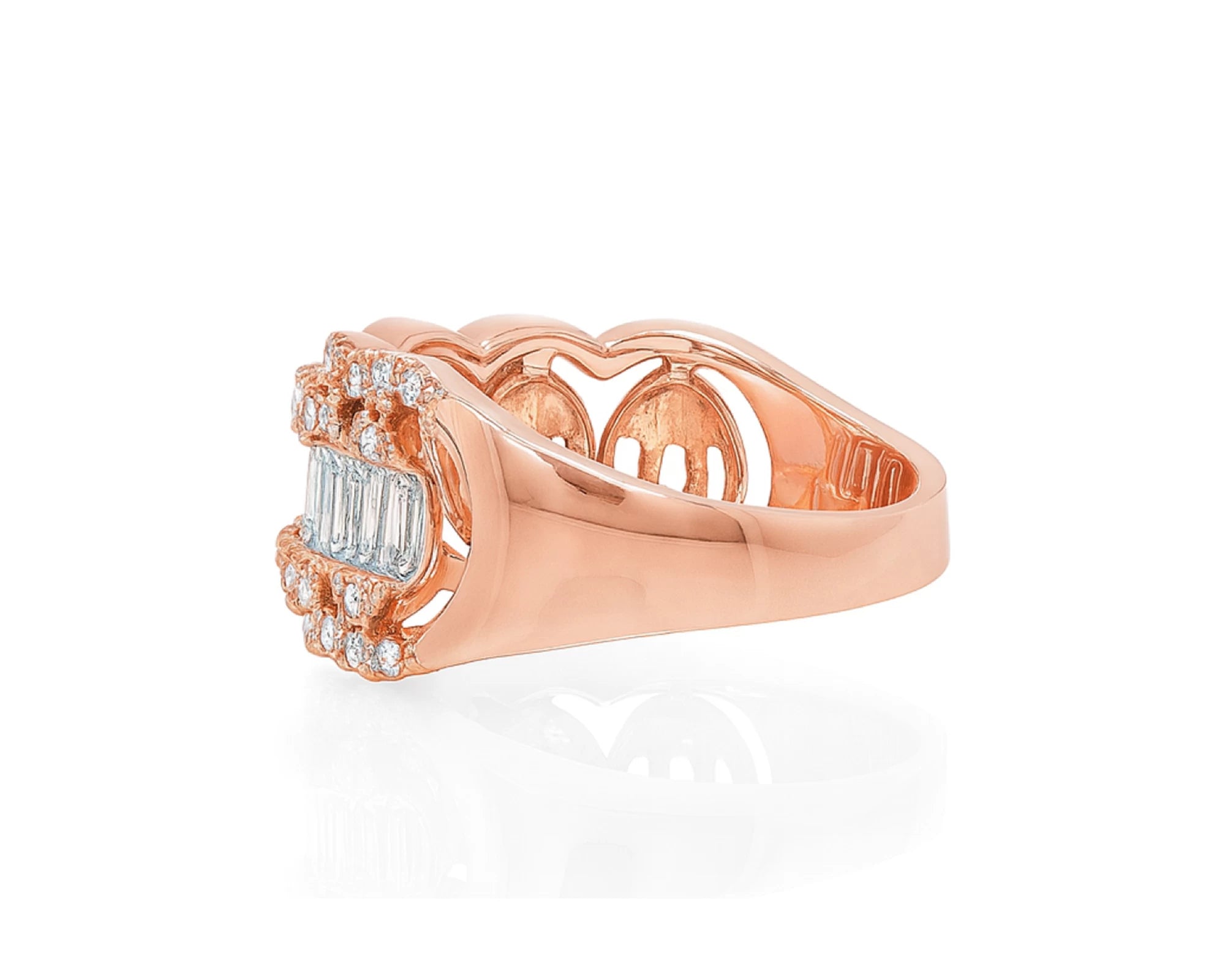 14k Gold Diamond Chain-Link Band Ring with Baguette & Round 1.45ct – lifestyle 1291
