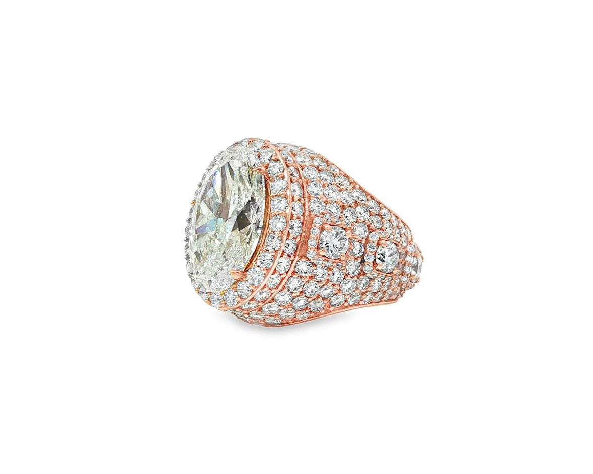 14k Gold Diamond Cocktail Ring with Pear - Shape Halo Design 8.74ct - AVI THE JEWELER