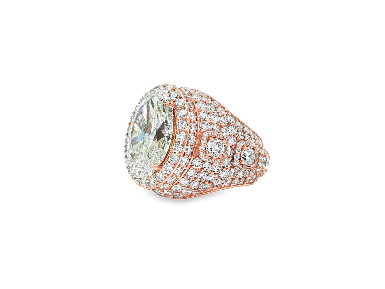 14k Gold Diamond Cocktail Ring with Pear - Shape Halo Design 8.74ct - AVI THE JEWELER