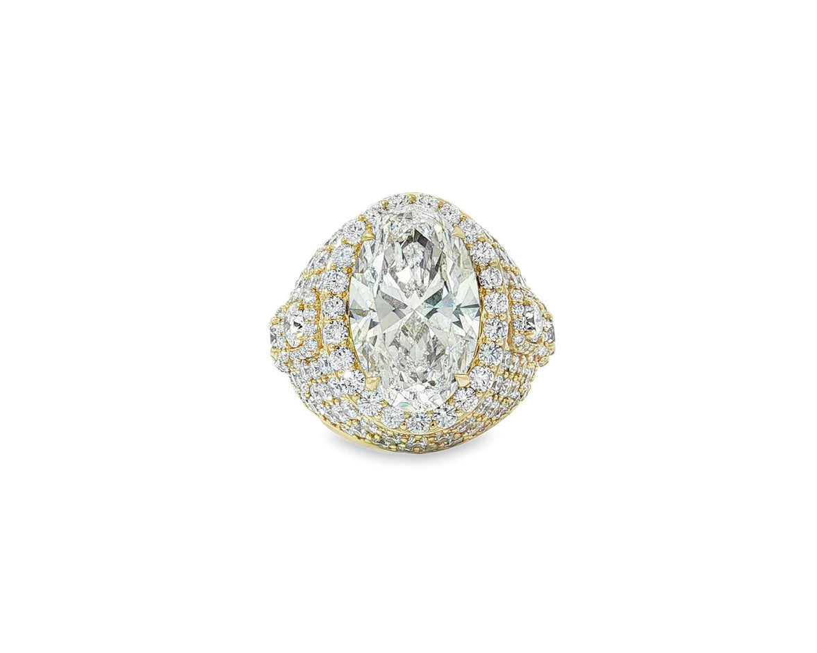14k Gold Diamond Cocktail Ring with Pear - Shape Halo Design 8.74ct - AVI THE JEWELER