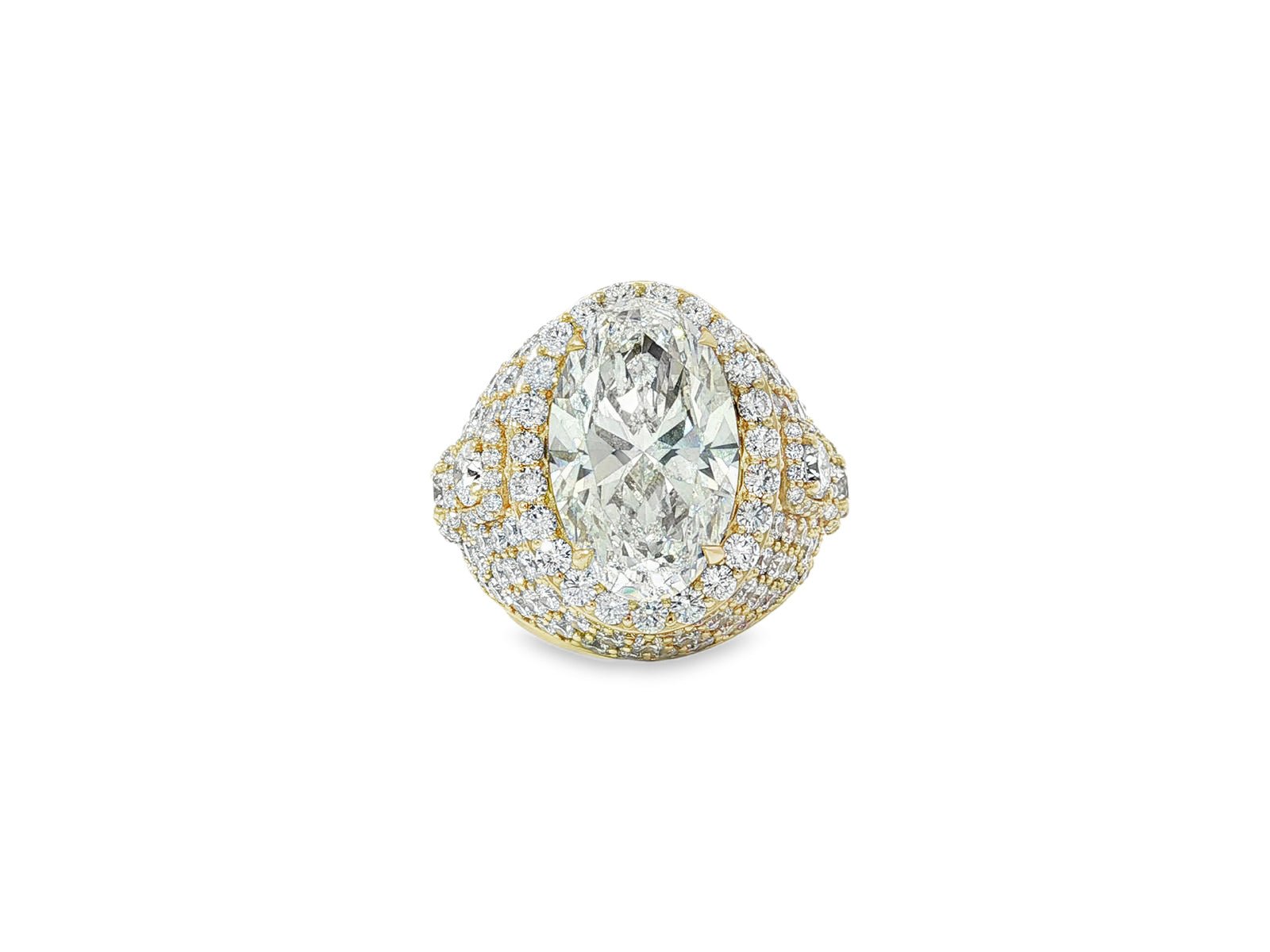 14k Gold Diamond Cocktail Ring with Pear - Shape Halo Design 8.74ct - AVI THE JEWELER