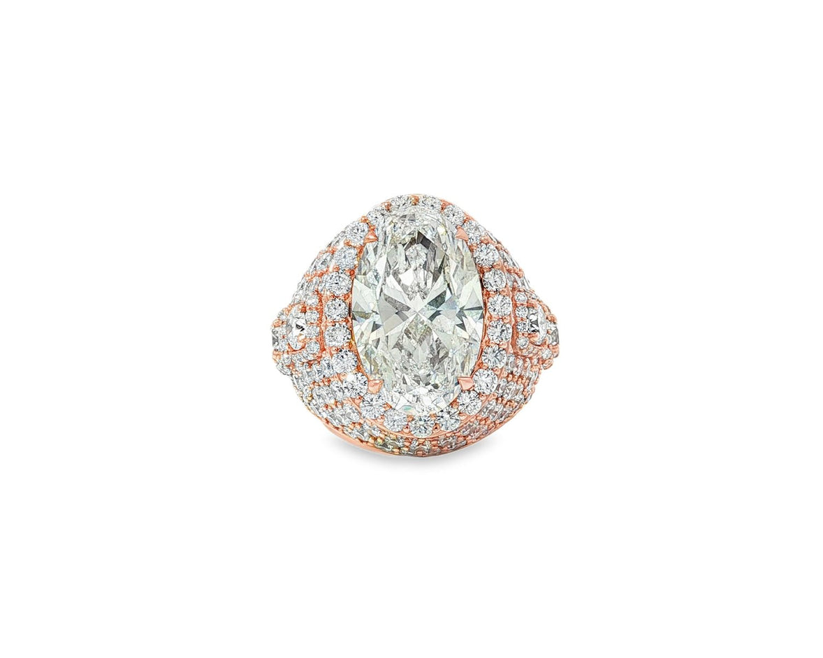 14k Gold Diamond Cocktail Ring with Pear - Shape Halo Design 8.74ct - AVI THE JEWELER