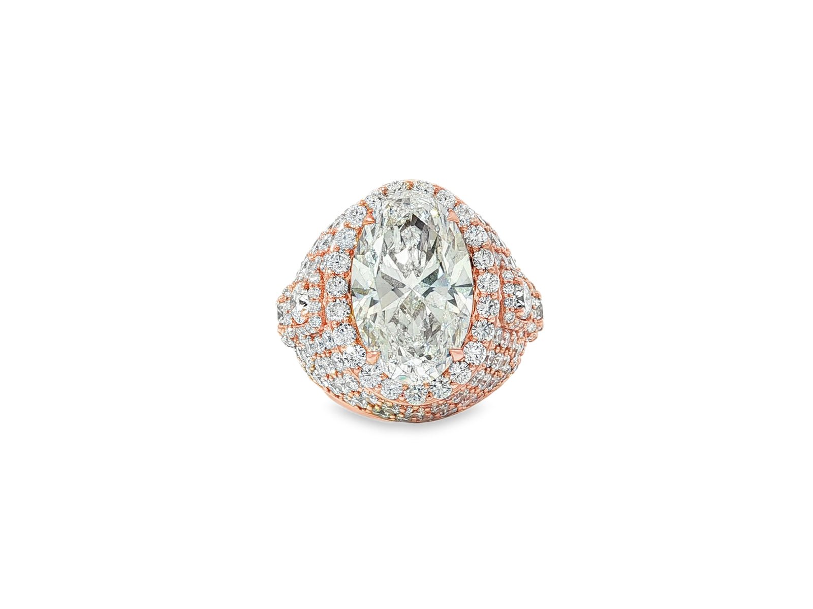 14k Gold Diamond Cocktail Ring with Pear - Shape Halo Design 8.74ct - AVI THE JEWELER
