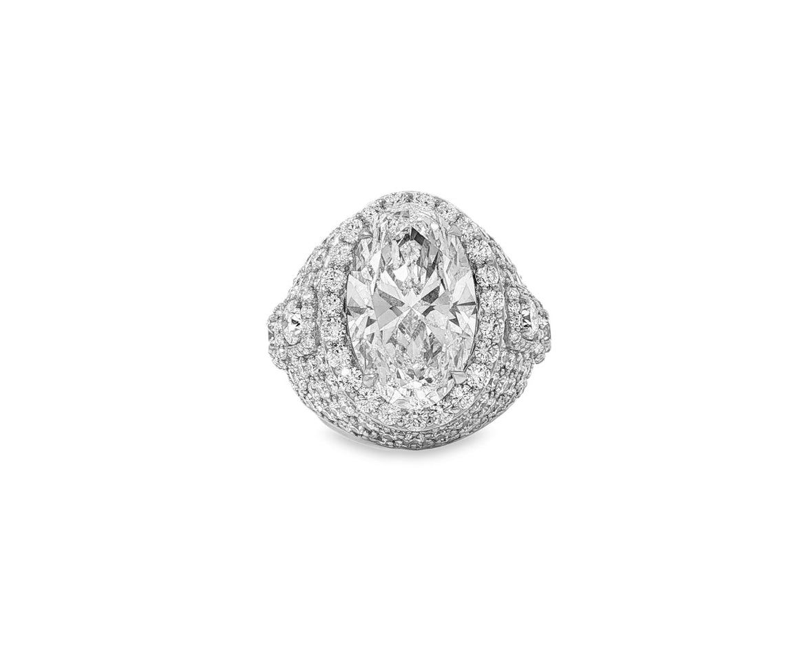 14k Gold Diamond Cocktail Ring with Pear - Shape Halo Design 8.74ct - AVI THE JEWELER