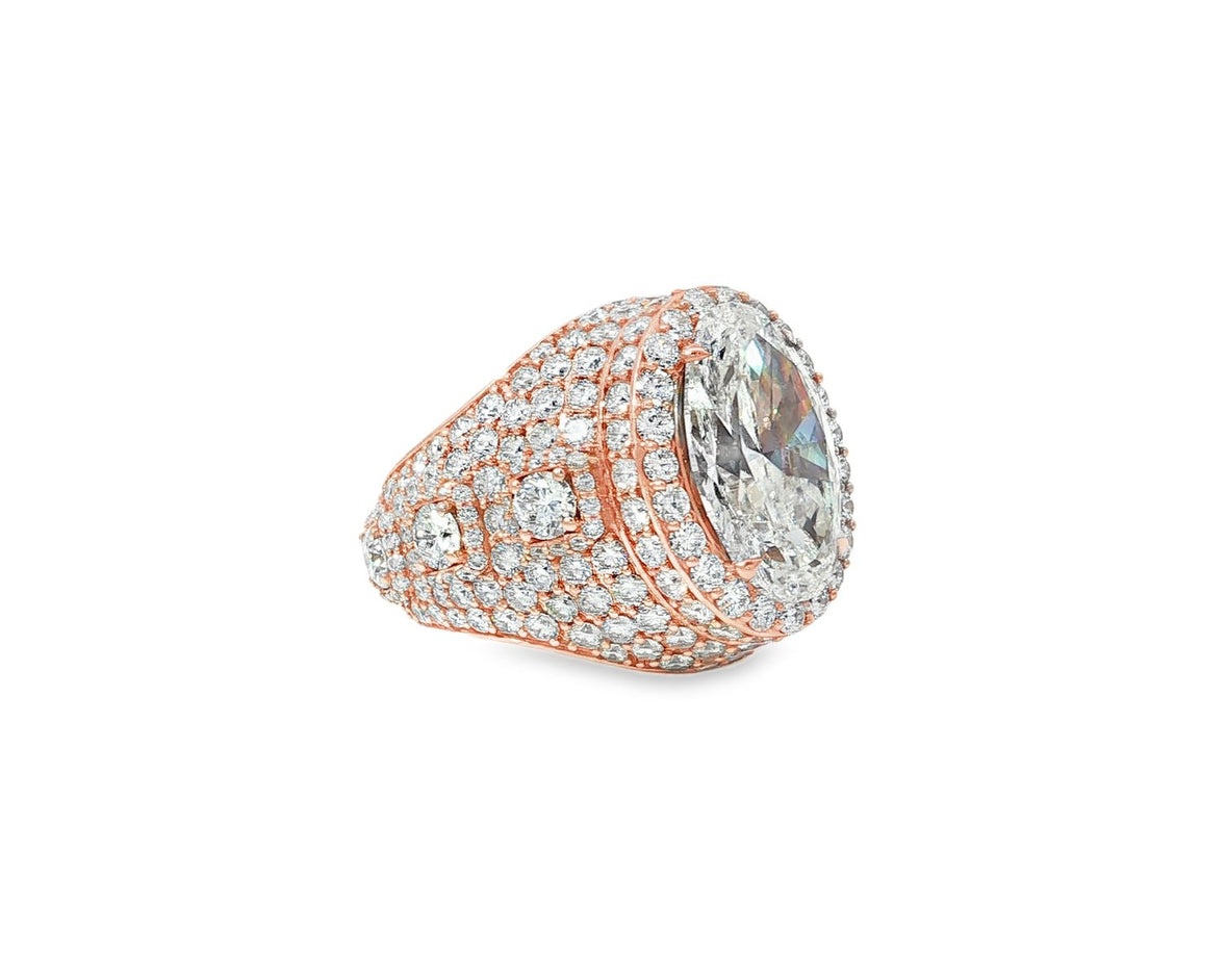14k Gold Diamond Cocktail Ring with Pear - Shape Halo Design 8.74ct - AVI THE JEWELER