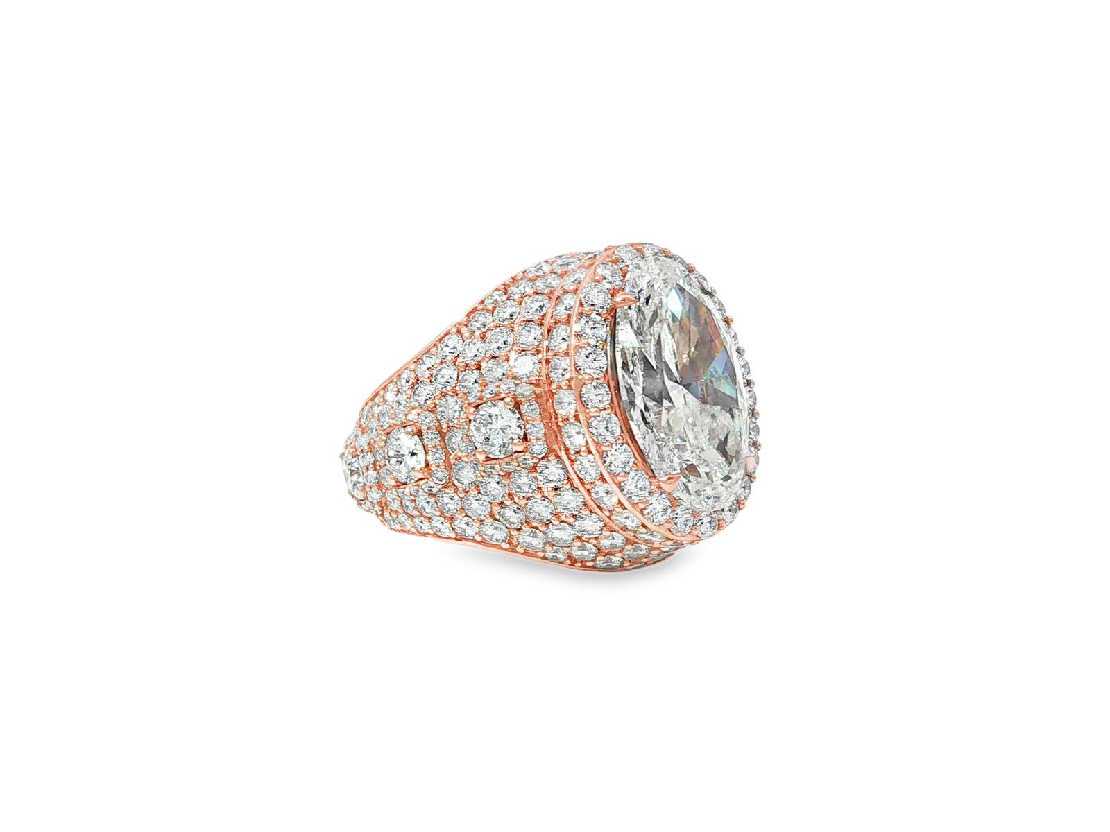 14k Gold Diamond Cocktail Ring with Pear - Shape Halo Design 8.74ct - AVI THE JEWELER
