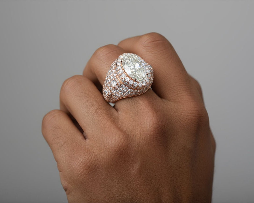14k Gold Diamond Cocktail Ring with Pear - Shape Halo Design 8.74ct - AVI THE JEWELER