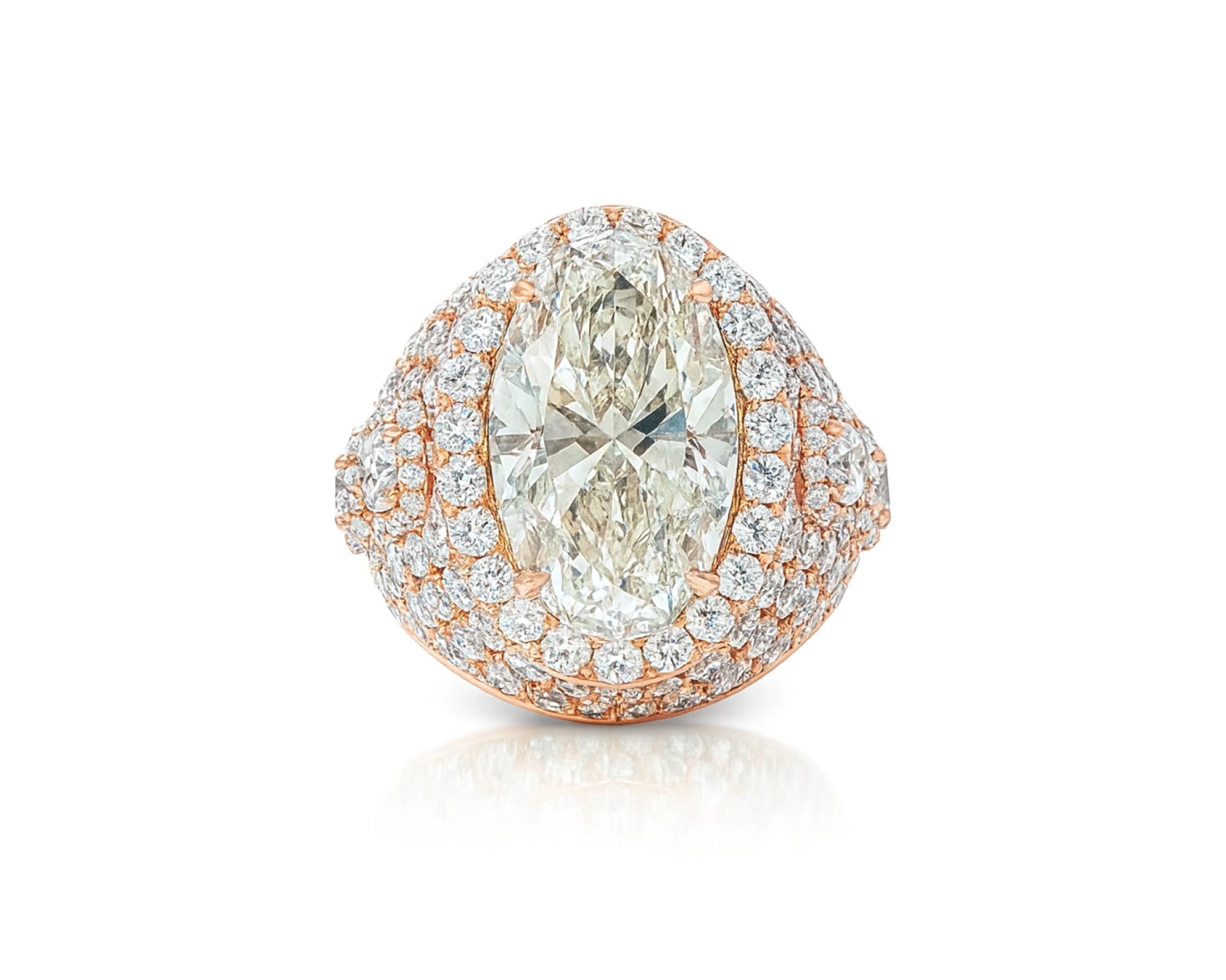 14k Gold Diamond Cocktail Ring with Pear-Shape Halo Design 8.74ct – lifestyle 2809