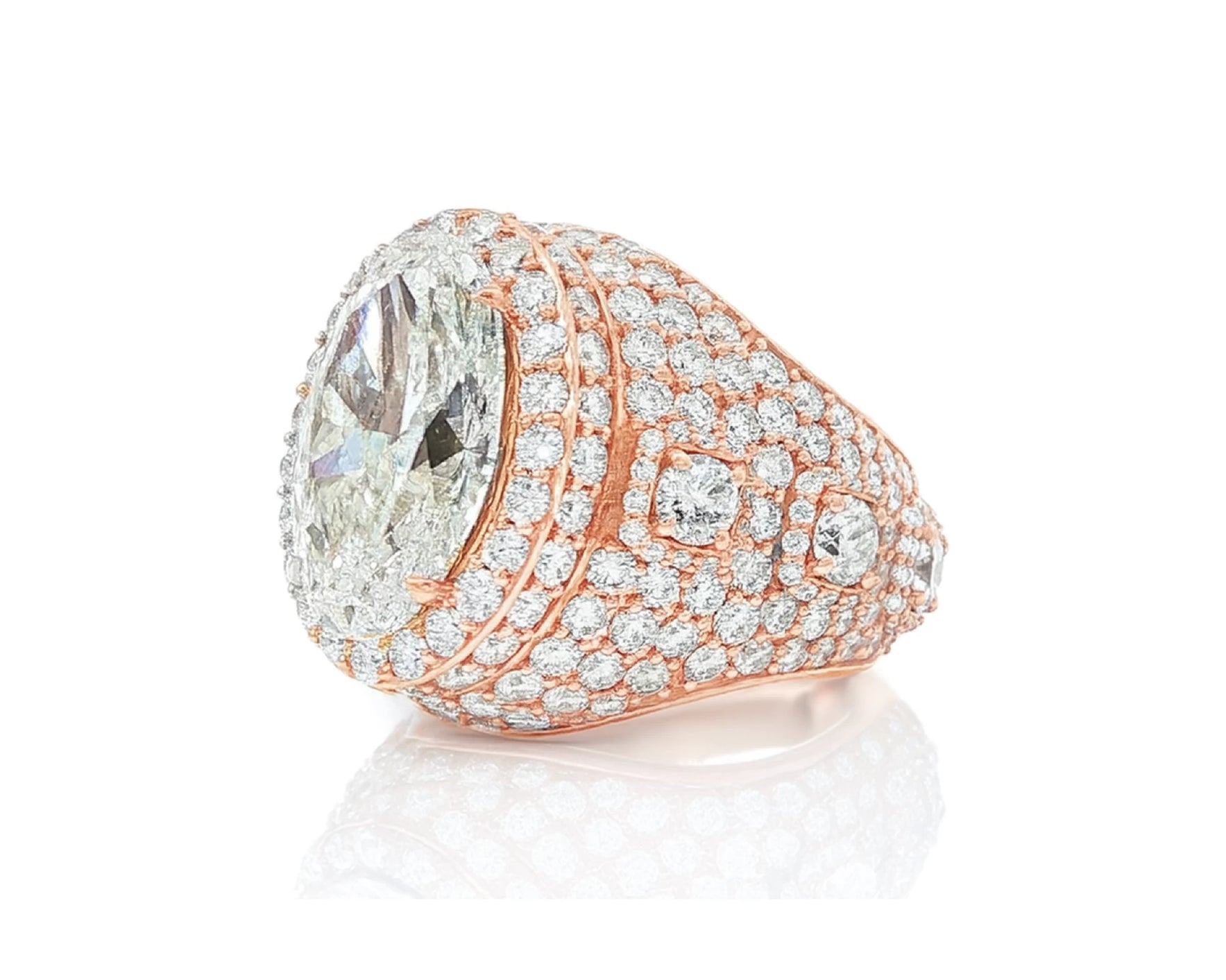 14k Gold Diamond Cocktail Ring with Pear-Shape Halo Design 8.74ct – lifestyle 2812