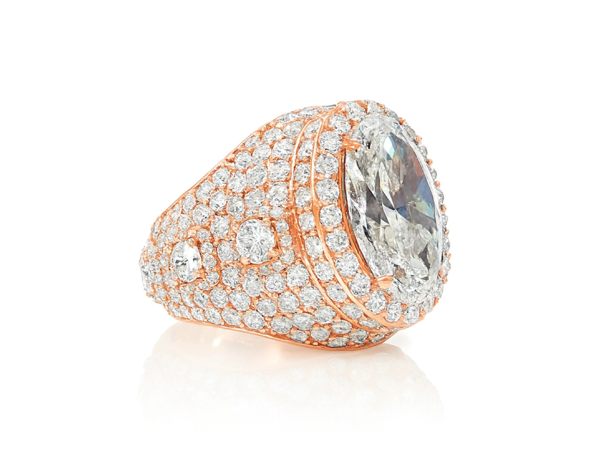 14k Gold Diamond Cocktail Ring with Pear-Shape Halo Design 8.74ct – lifestyle 2815