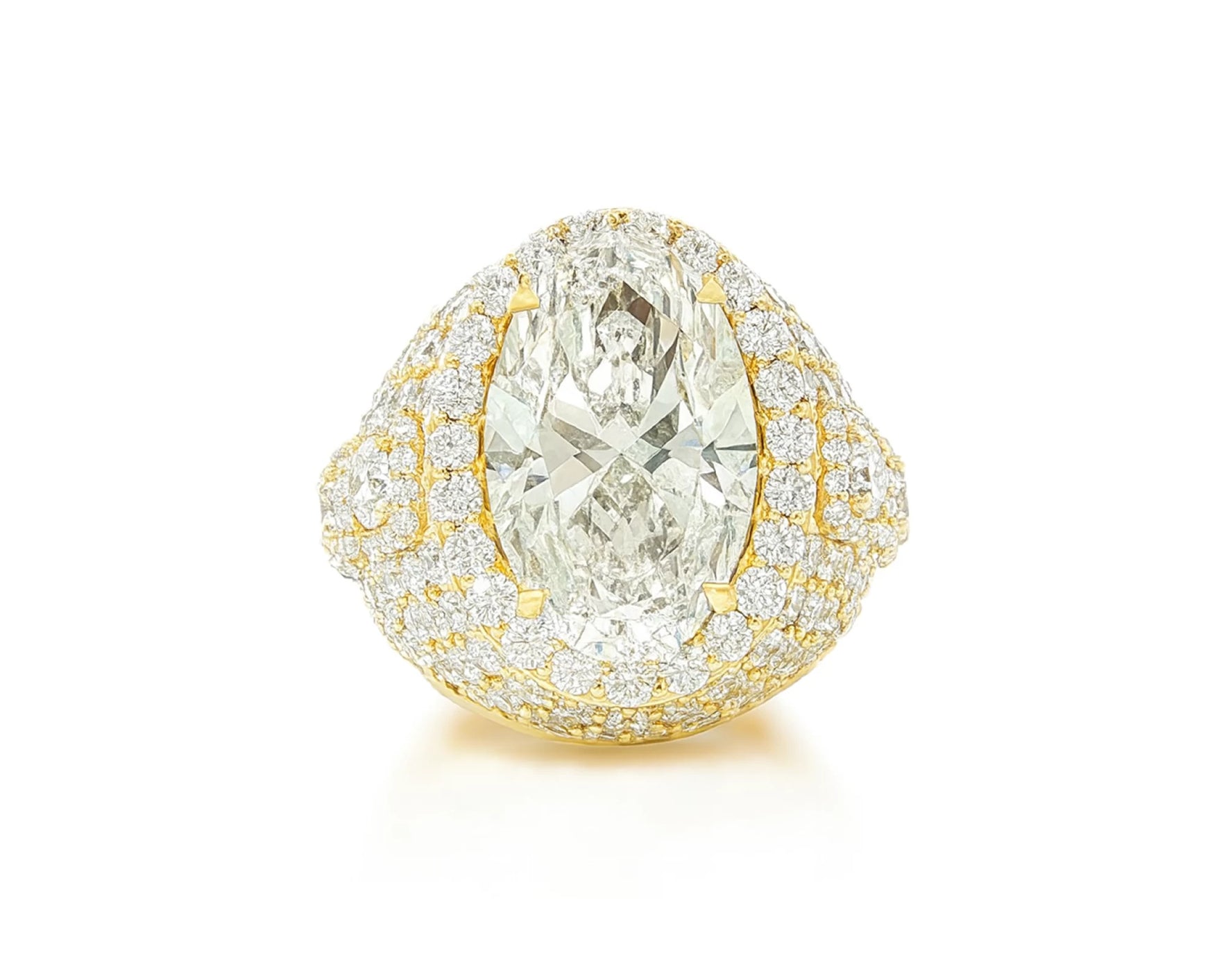14k Gold Diamond Cocktail Ring with Pear-Shape Halo Design 8.74ct – lifestyle 2819