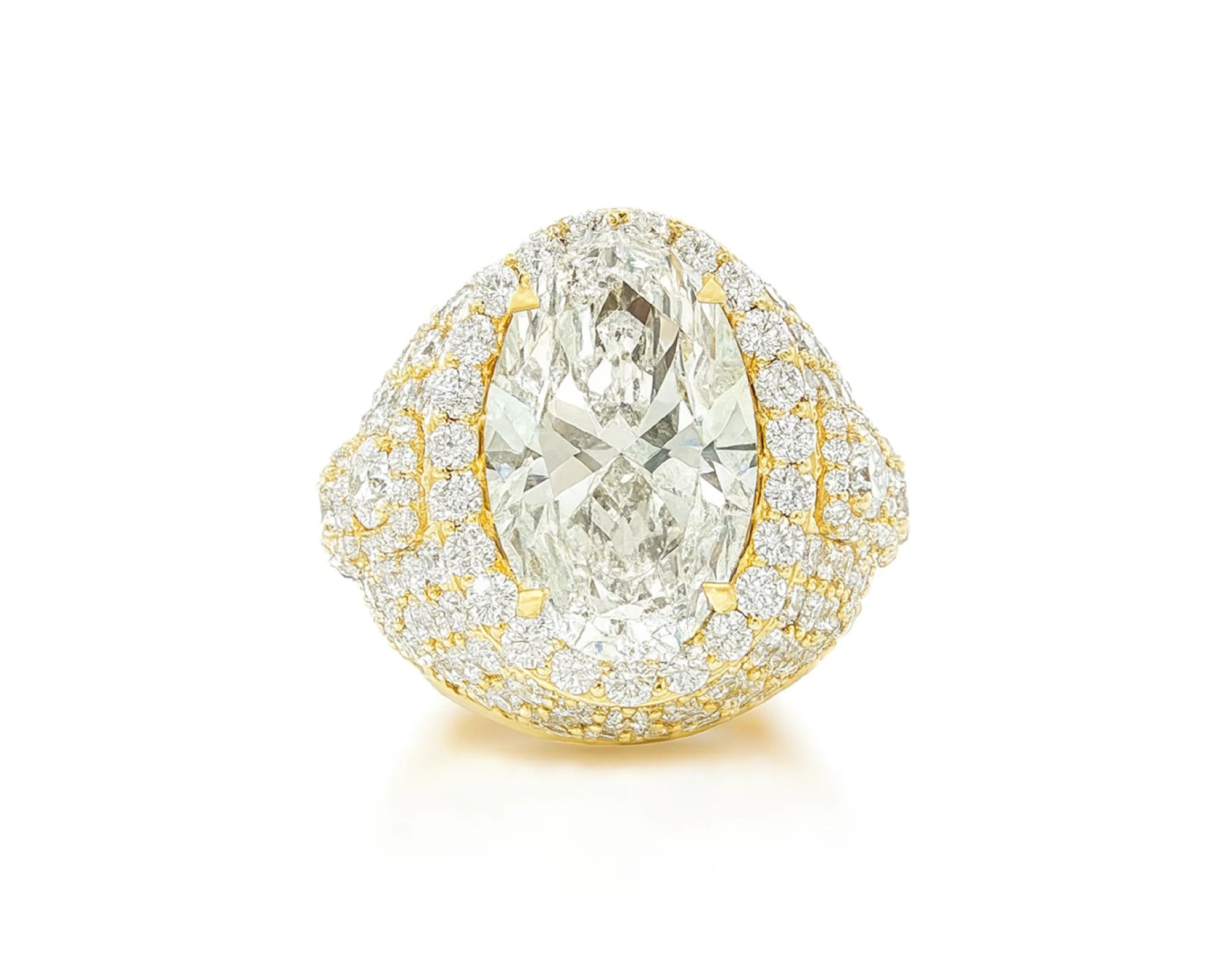 14k Gold Diamond Cocktail Ring with Pear-Shape Halo Design 8.74ct – lifestyle 2819