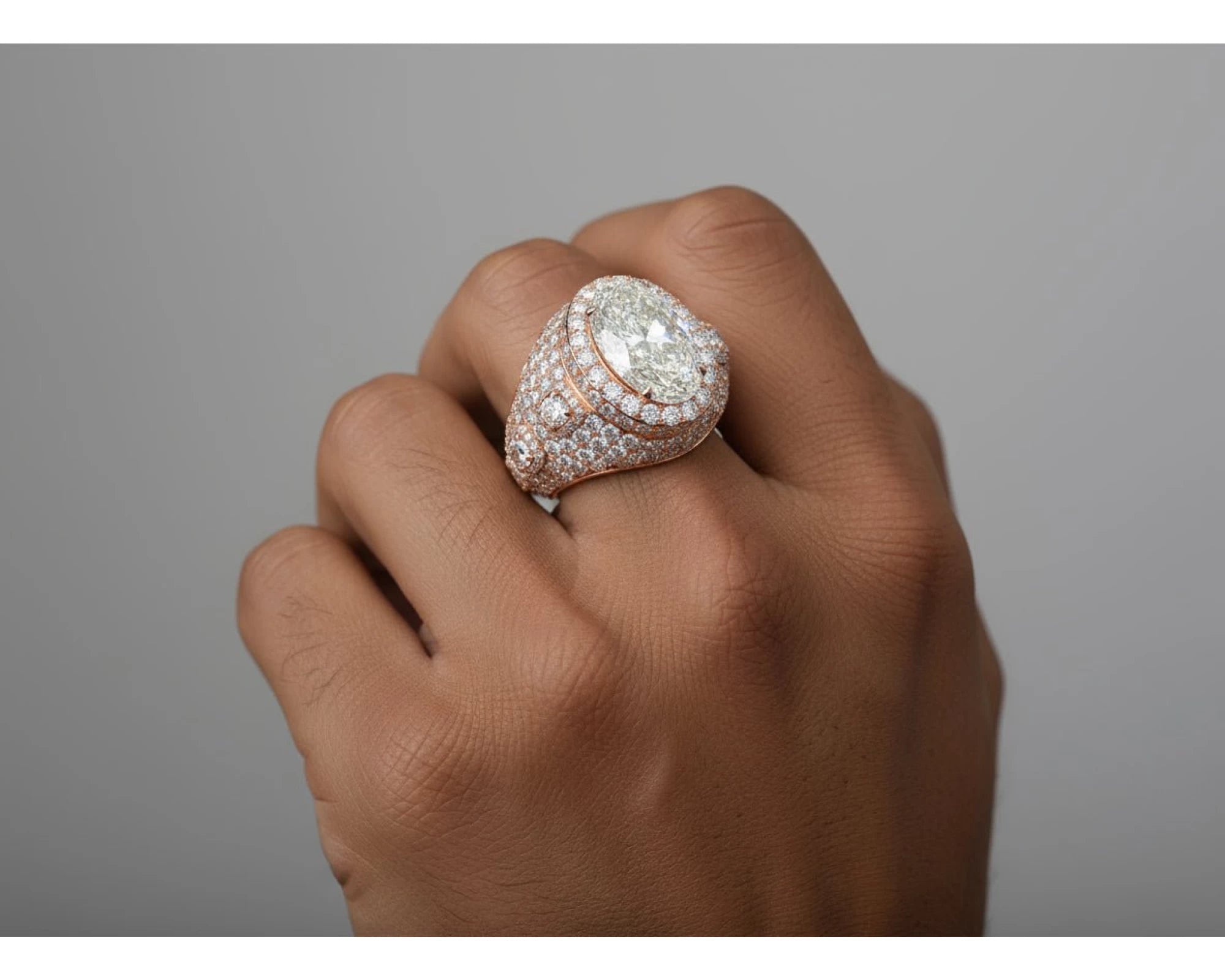 14k Gold Diamond Cocktail Ring with Pear-Shape Halo Design 8.74ct – lifestyle 3004