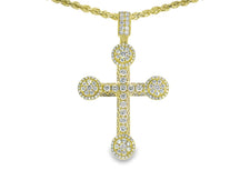 14k Gold Diamond Cross Pendant with Round-Cut Accents 2.50ct