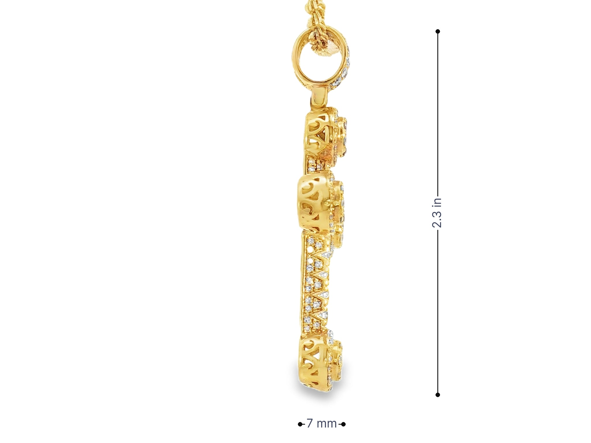 14k Gold Diamond Cross Pendant with Round - Cut Accents 2.50ct - AVI THE JEWELER