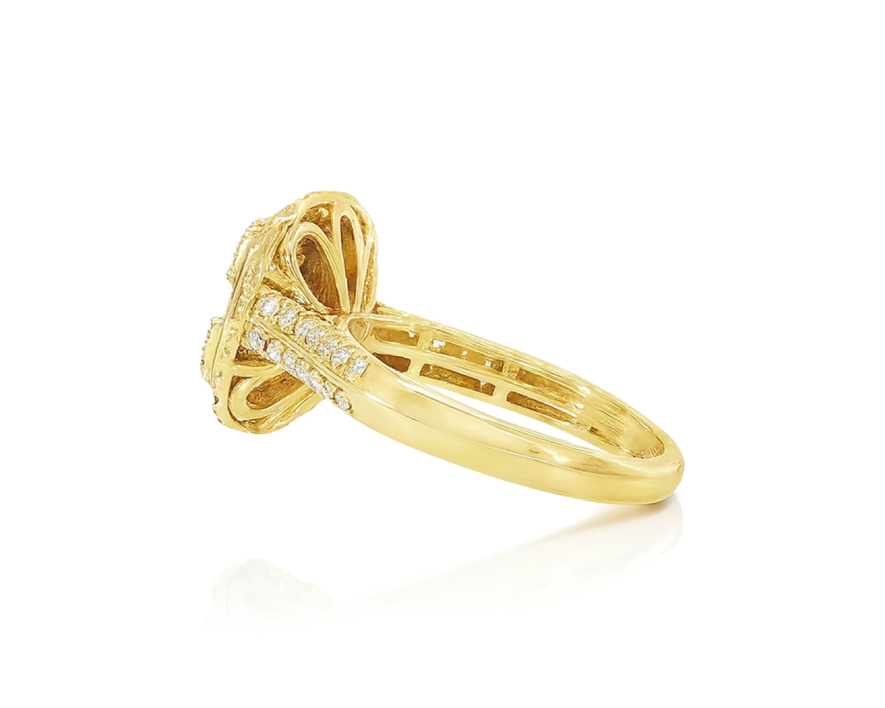 14k Gold Diamond Cushion Halo Ring with Round & Baguette 0.90ct – lifestyle 616