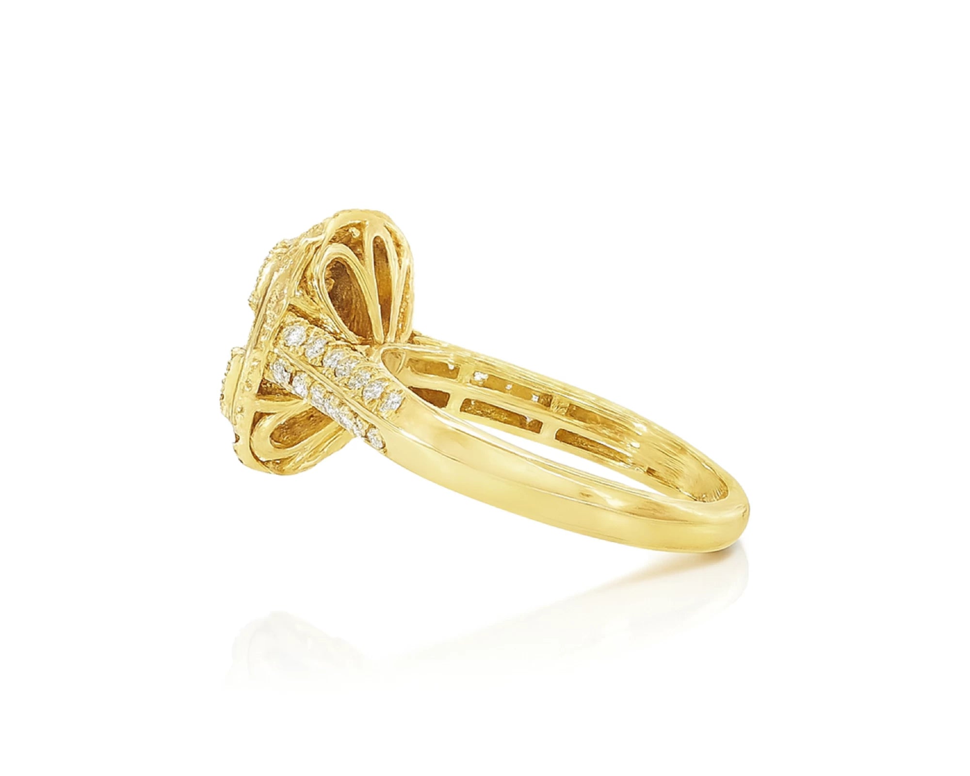 14k Gold Diamond Cushion Halo Ring with Round & Baguette 0.90ct – lifestyle 616