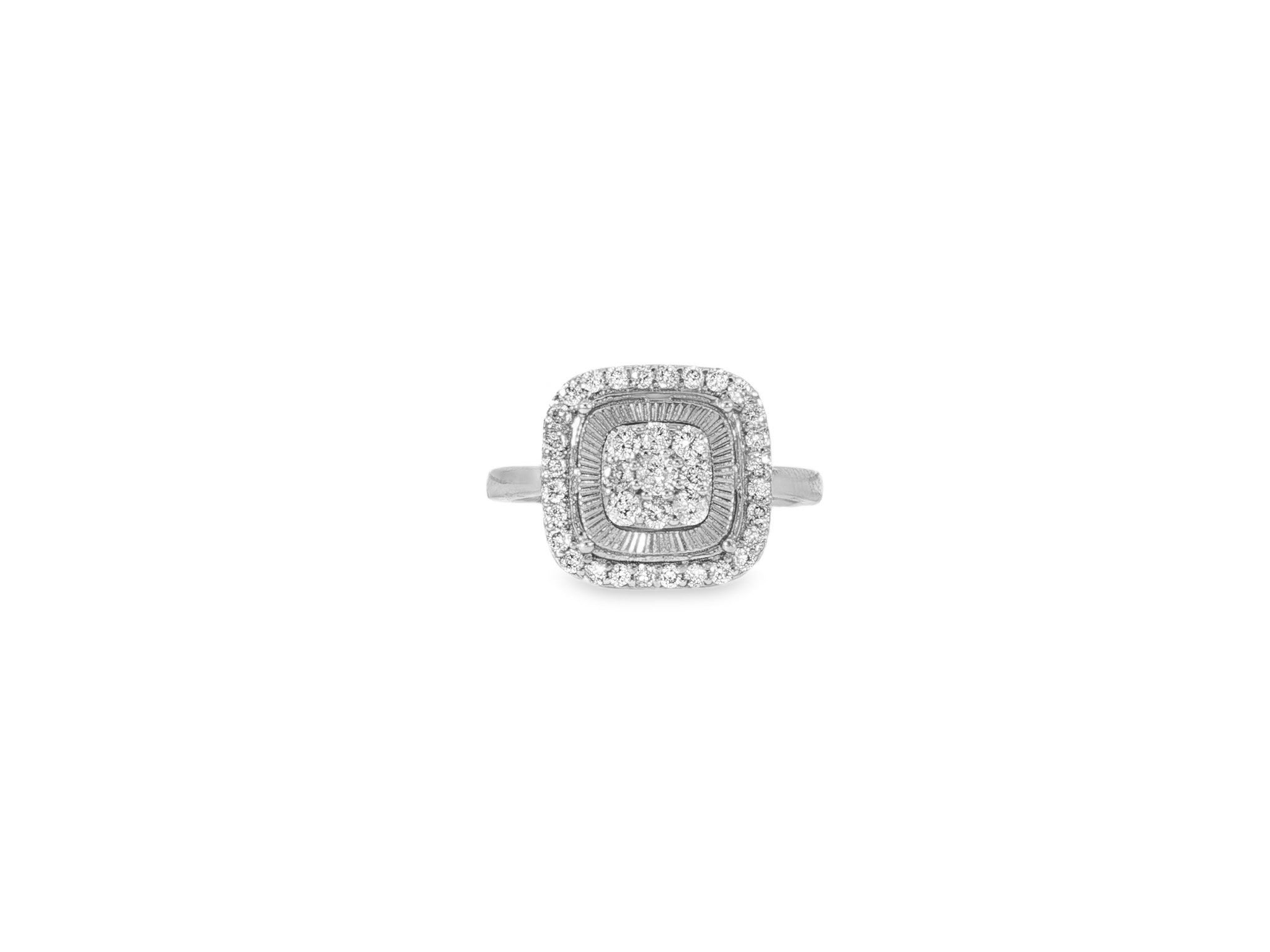 14k Gold Diamond Cushion Halo Ring with Round Cluster Center 0.55ct - AVI THE JEWELER