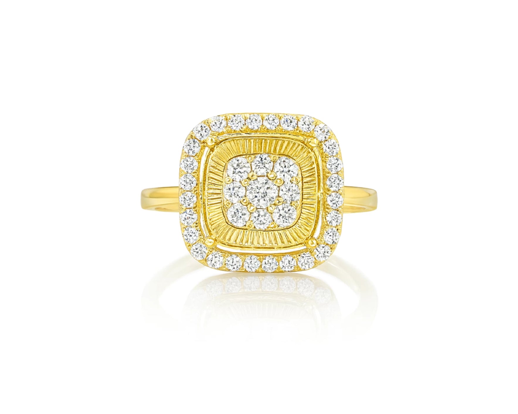 14k Gold Diamond Cushion Halo Ring with Round Cluster Center 0.55ct – lifestyle 638