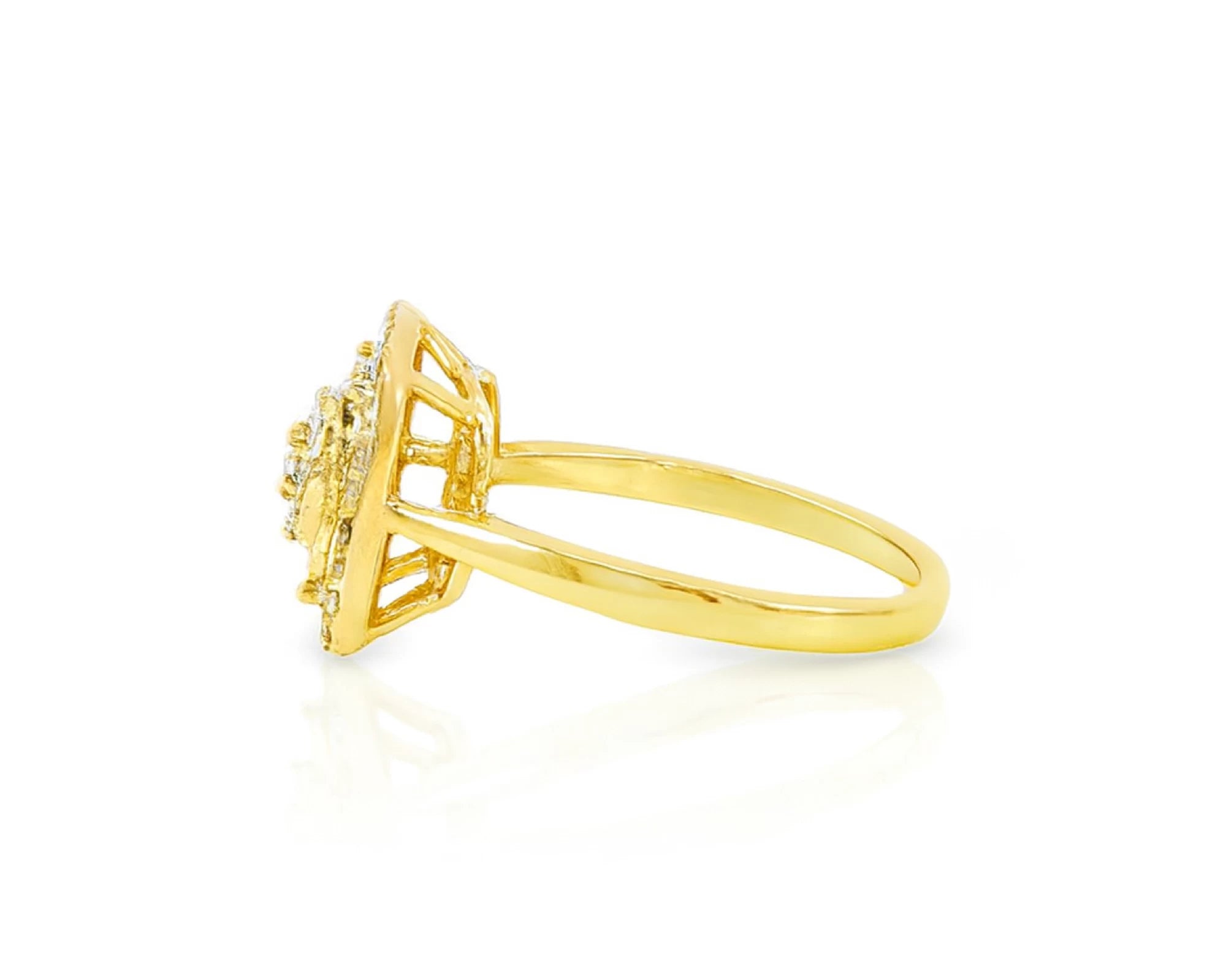 14k Gold Diamond Cushion Halo Ring with Round Cluster Center 0.55ct – lifestyle 641