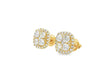14k Gold Diamond Cushion-Shape Cluster Stud Earrings with Round-Cut Halo 1.00ct