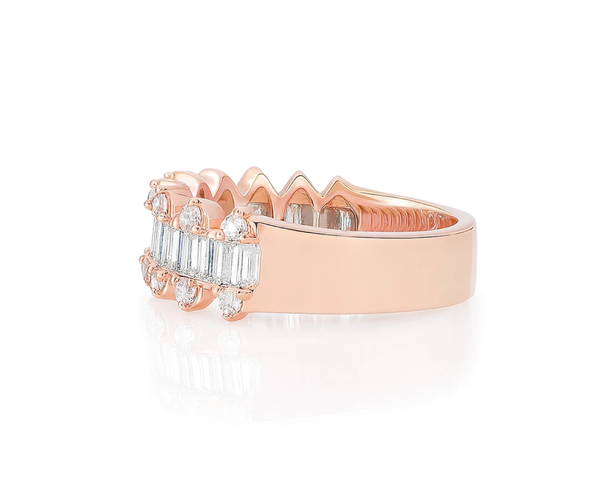 14k Gold Diamond Double Row Band Ring with Baguette & Round 1.15ct – lifestyle 1282