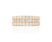 14k Gold Diamond Double Row Band Ring with Baguette & Round 3.40 CT