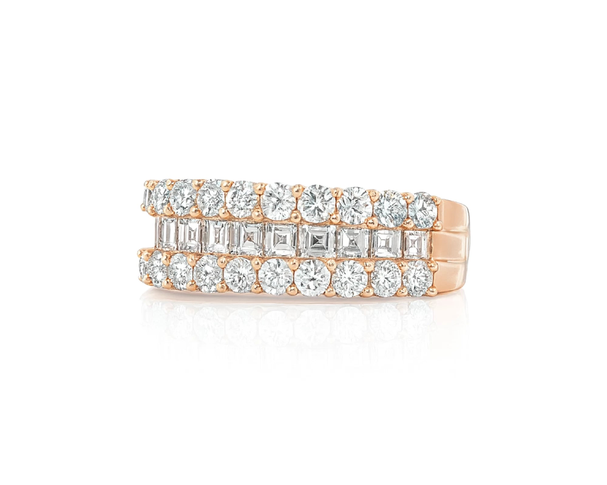 14k Gold Diamond Double Row Band Ring with Baguette & Round 3.40 CT – lifestyle 1115