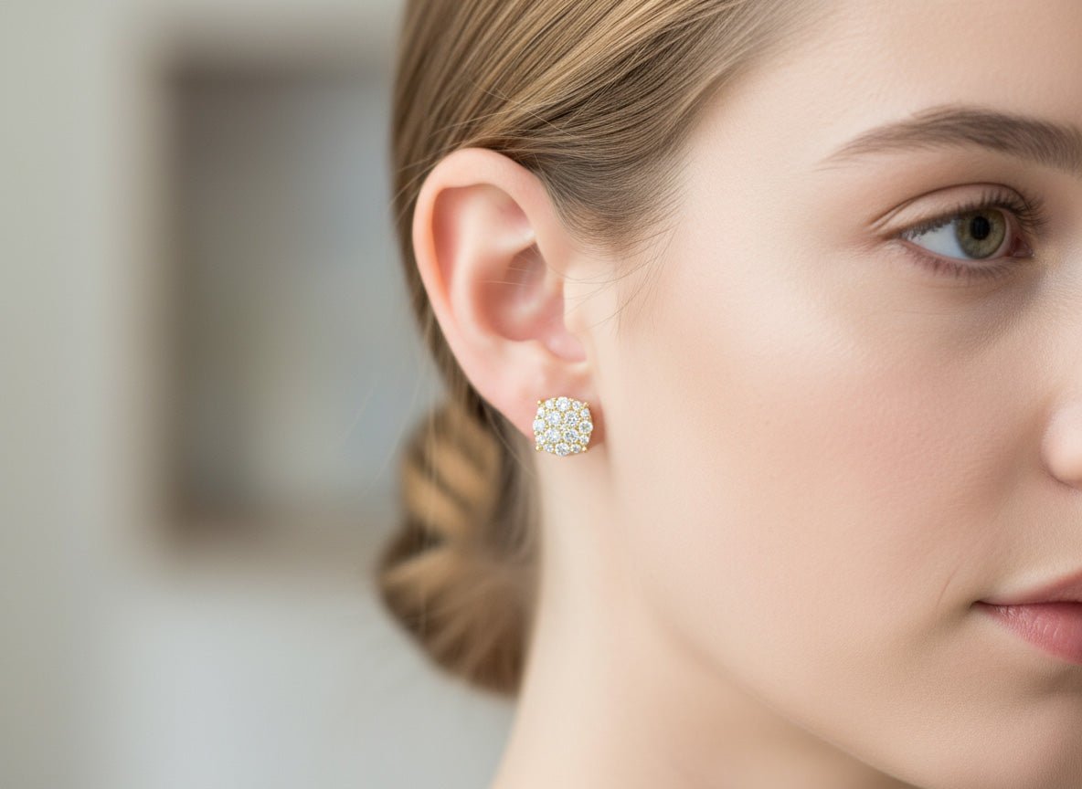 14k Gold Diamond Earrings with Round Cluster Design 2.30ct - AVI THE JEWELER