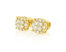 14k Gold Diamond Earrings with Round Cluster Design 2.30ct