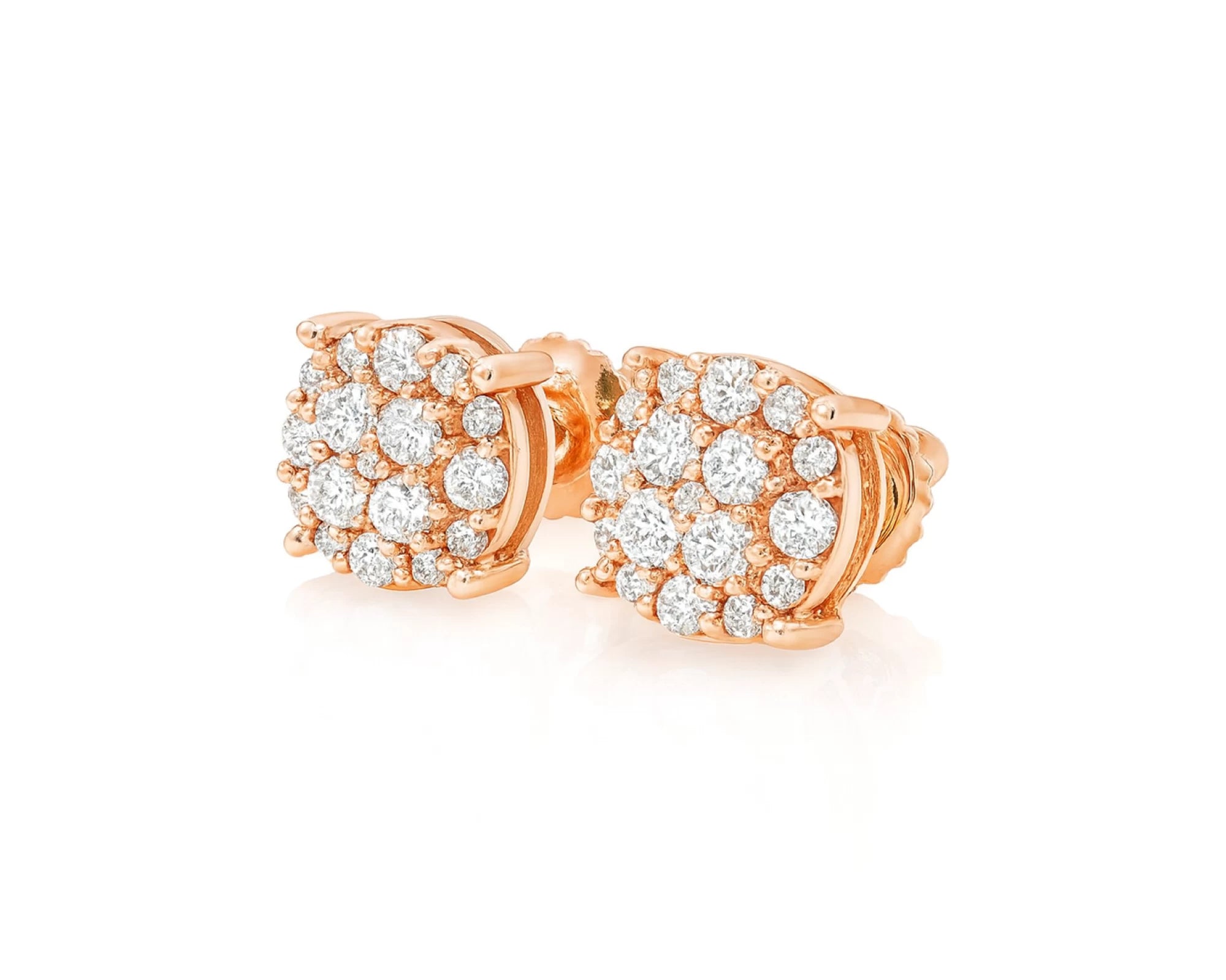 14k Gold Diamond Earrings with Round Cluster Design 2.30ct – lifestyle 3895