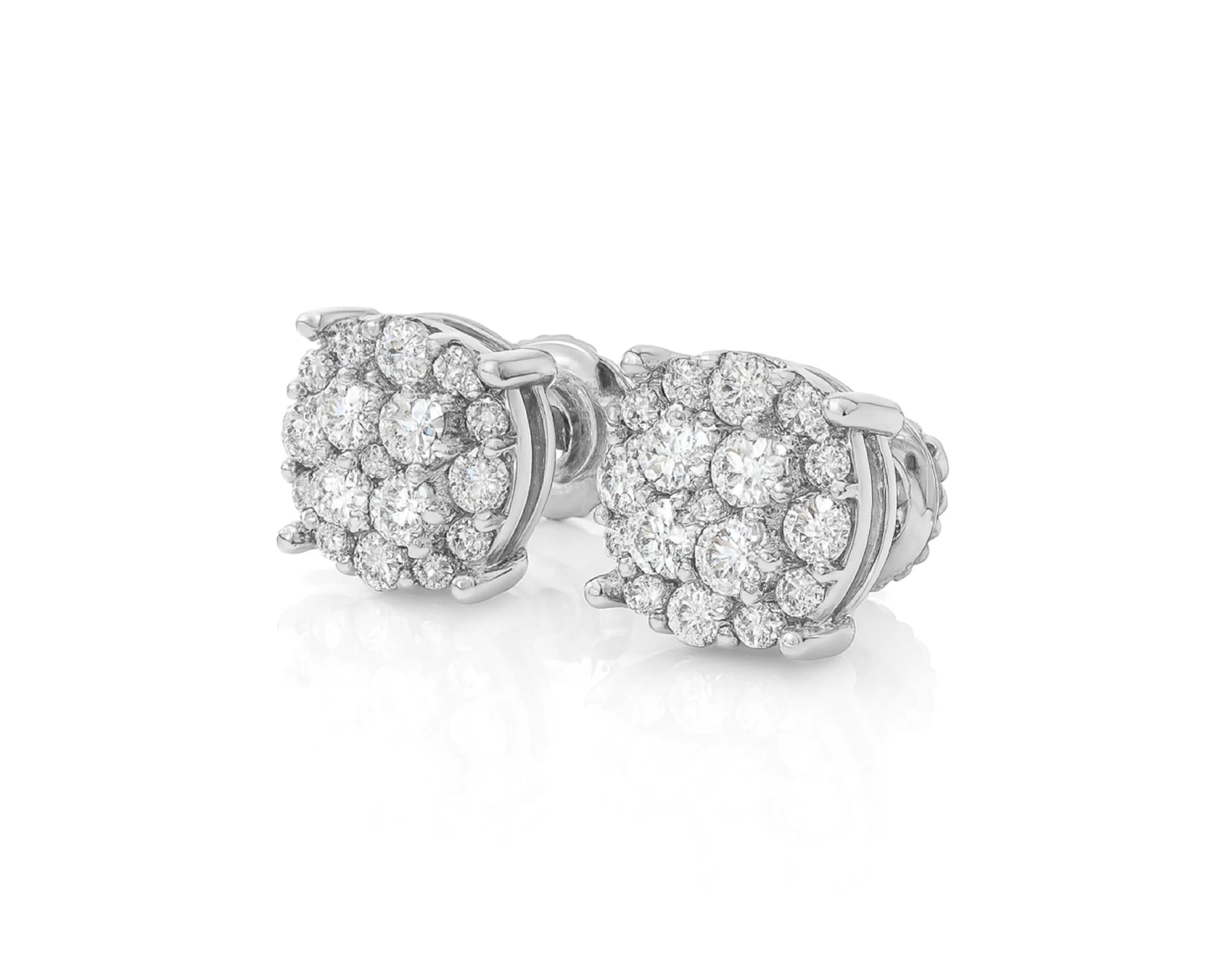 14k Gold Diamond Earrings with Round Cluster Design 2.30ct – lifestyle 3896