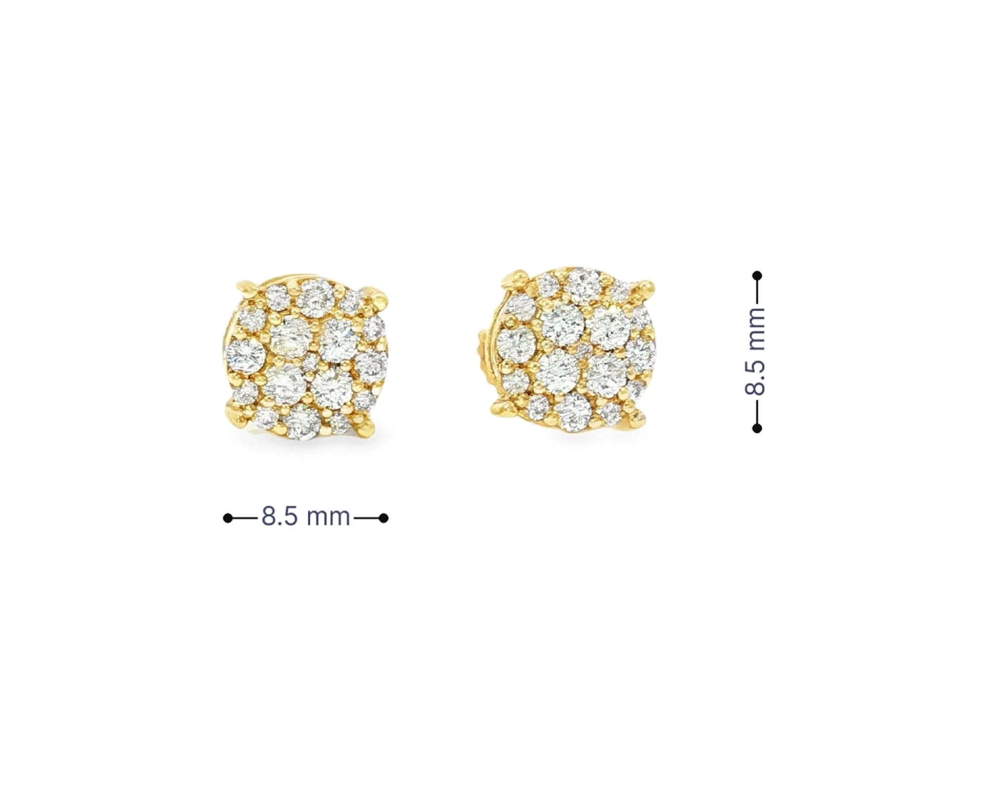 14k Gold Diamond Earrings with Round Cluster Design 2.30ct – view 7