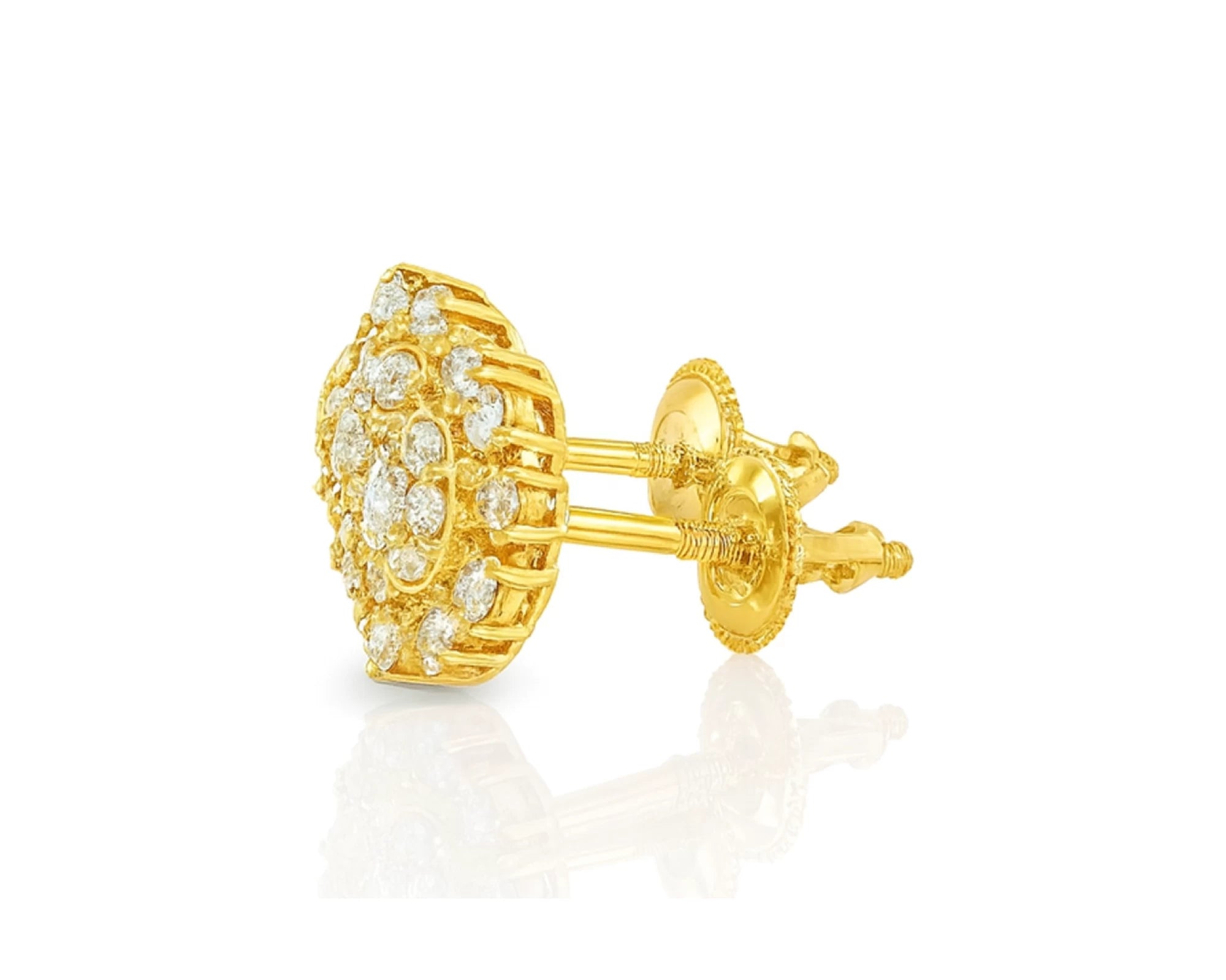 14k Gold Diamond Earrings with Round Cluster Floral Design 1.06ct – lifestyle 3907