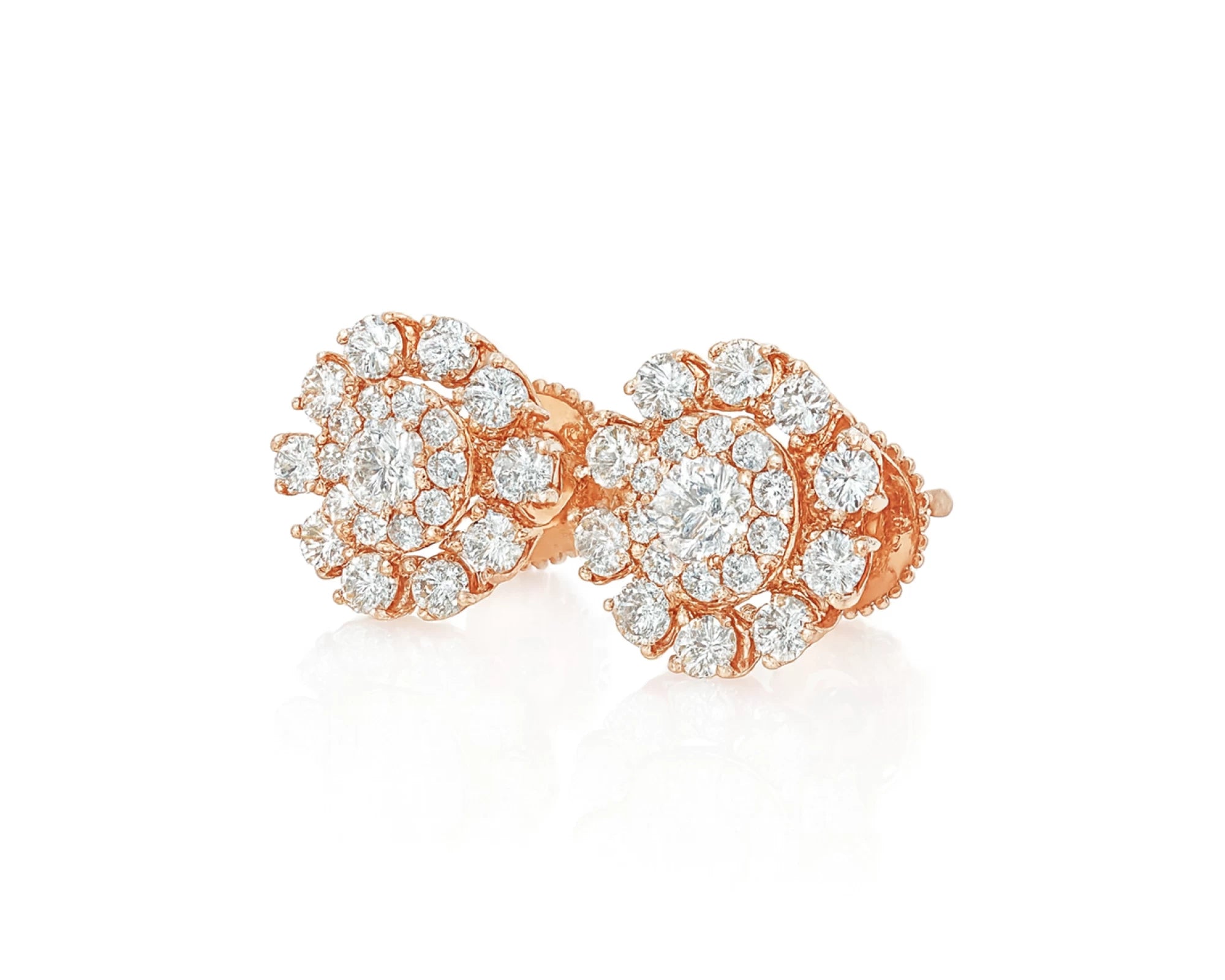 14k Gold Diamond Earrings with Round Cluster Floral Design 1.06ct – lifestyle 3908