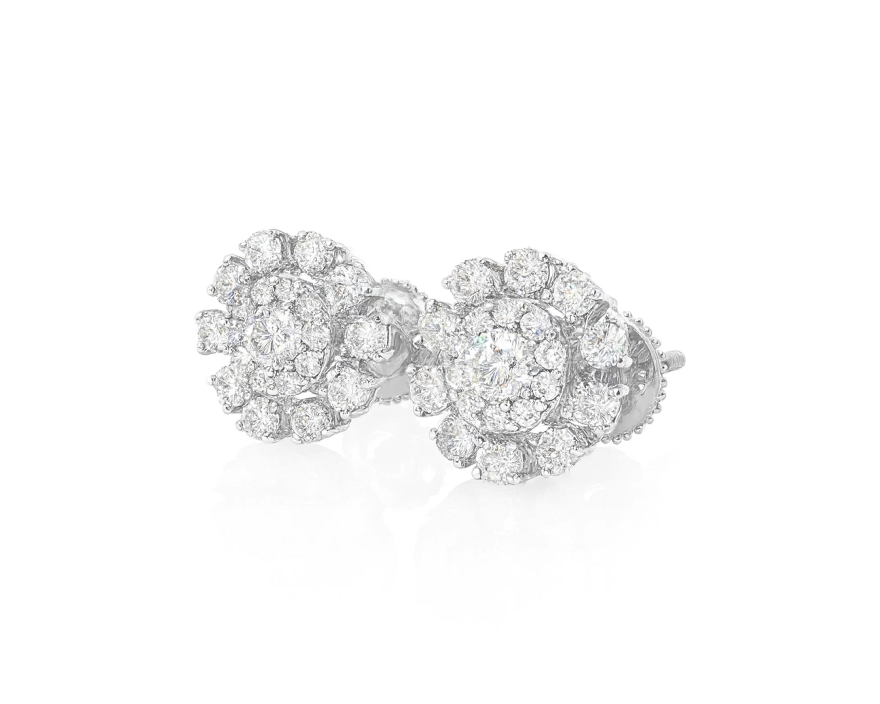 14k Gold Diamond Earrings with Round Cluster Floral Design 1.06ct – lifestyle 3909