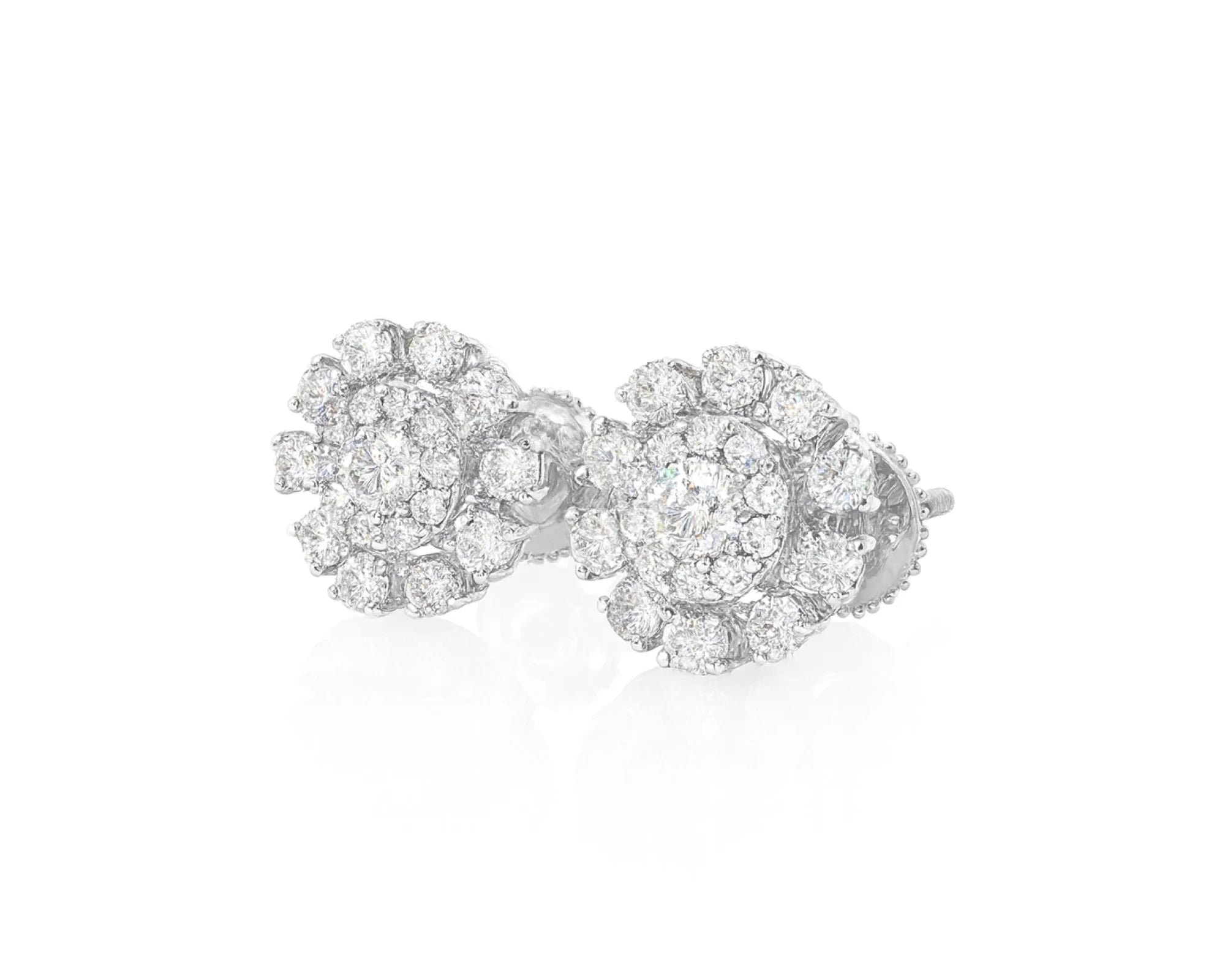 14k Gold Diamond Earrings with Round Cluster Floral Design 1.06ct – lifestyle 3909