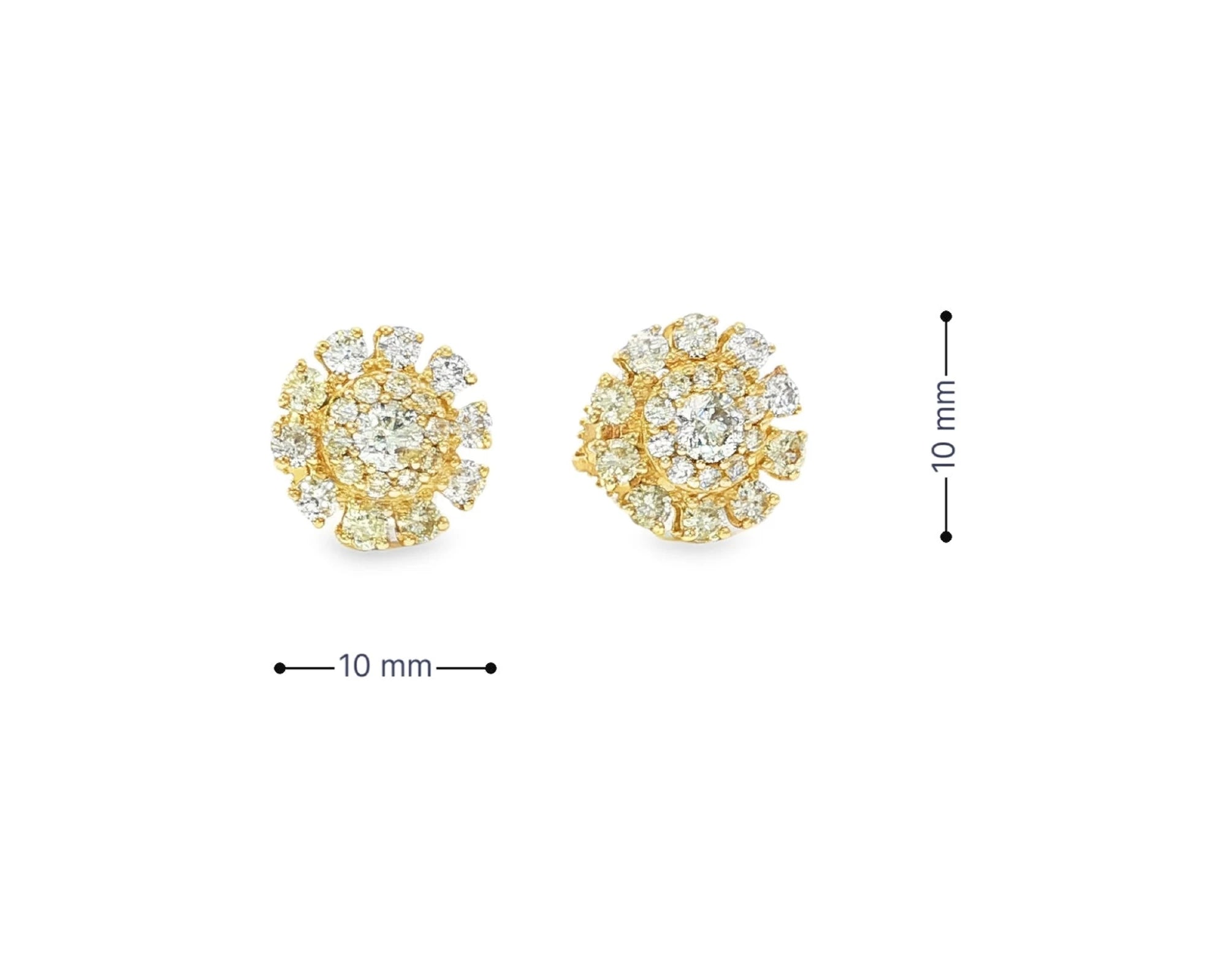14k Gold Diamond Earrings with Round Cluster Floral Design 1.06ct – view 7