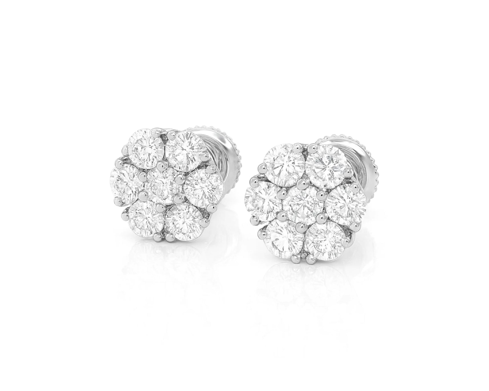 14k Gold Diamond Earrings with Round Cluster Floral Design 1.25ct – lifestyle 3883