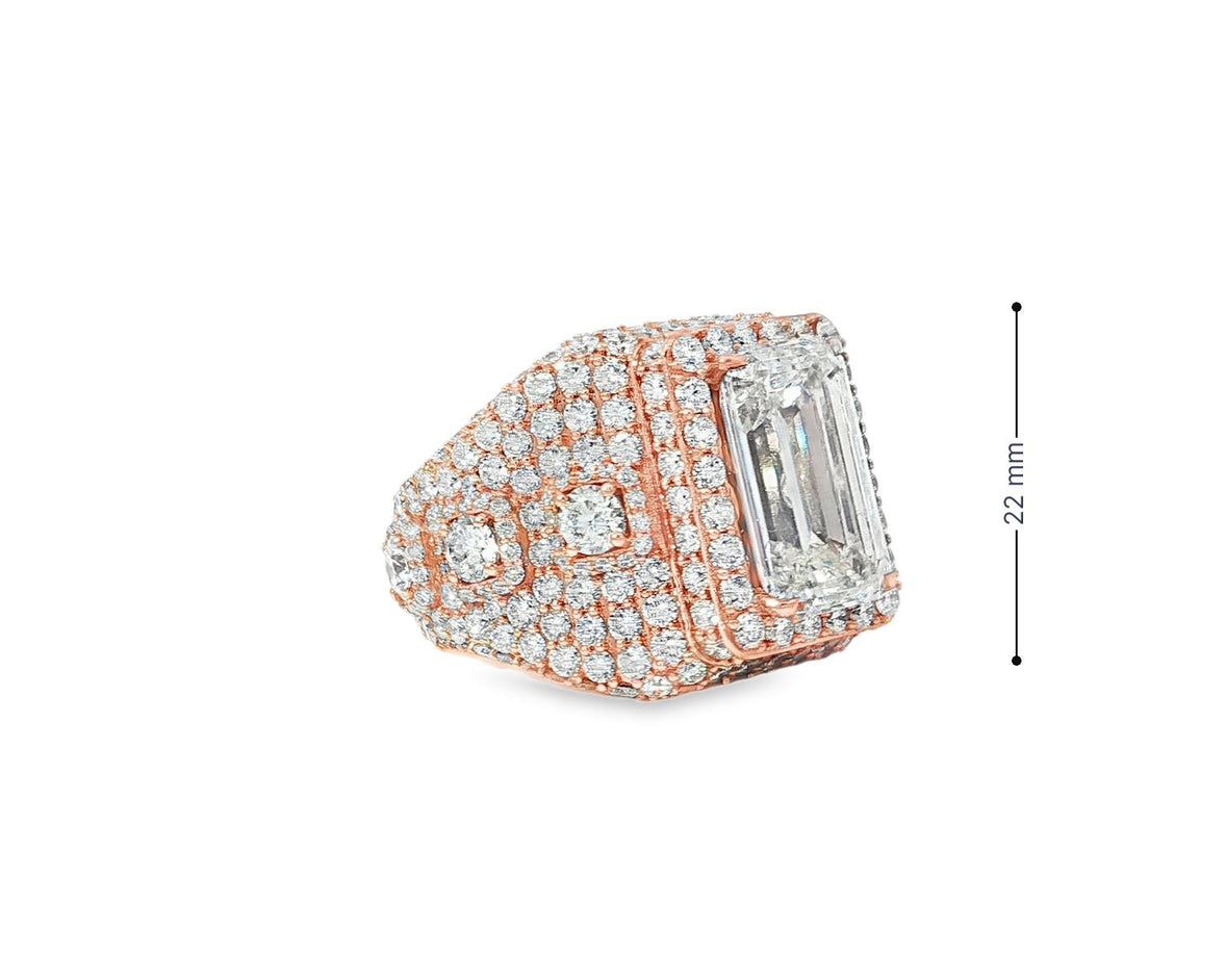 14k Gold Diamond Emerald - Cut Halo Dome Ring 9.41ct - AVI THE JEWELER