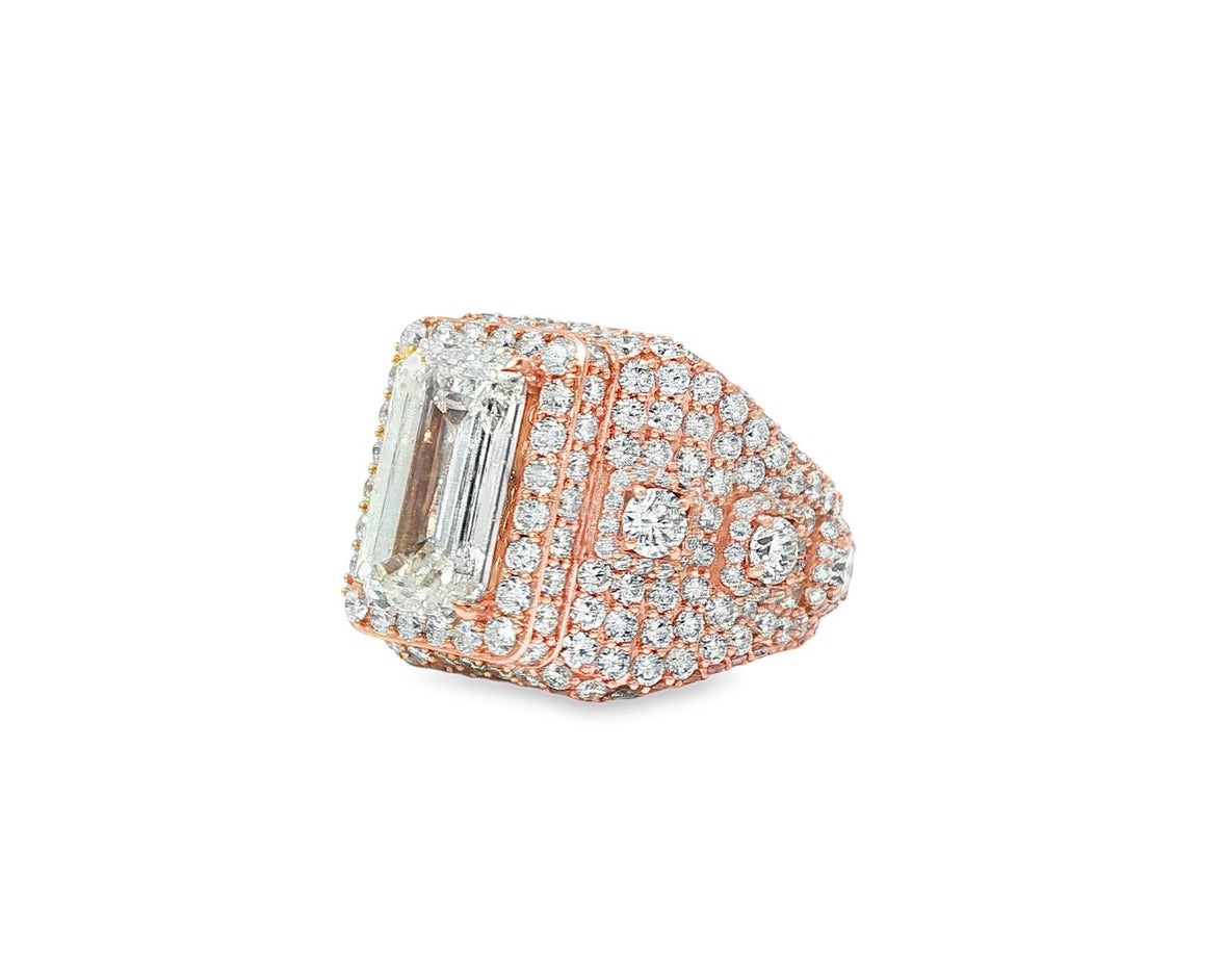 14k Gold Diamond Emerald - Cut Halo Dome Ring 9.41ct - AVI THE JEWELER
