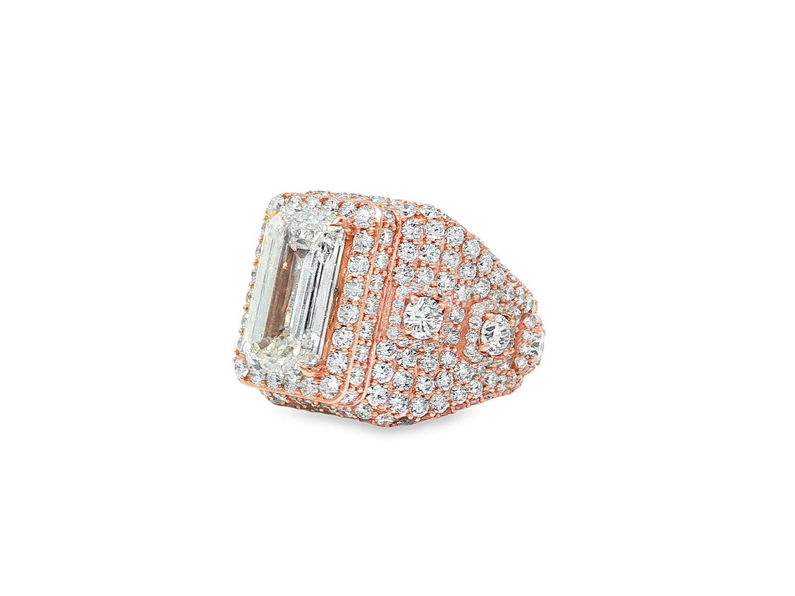 14k Gold Diamond Emerald - Cut Halo Dome Ring 9.41ct - AVI THE JEWELER