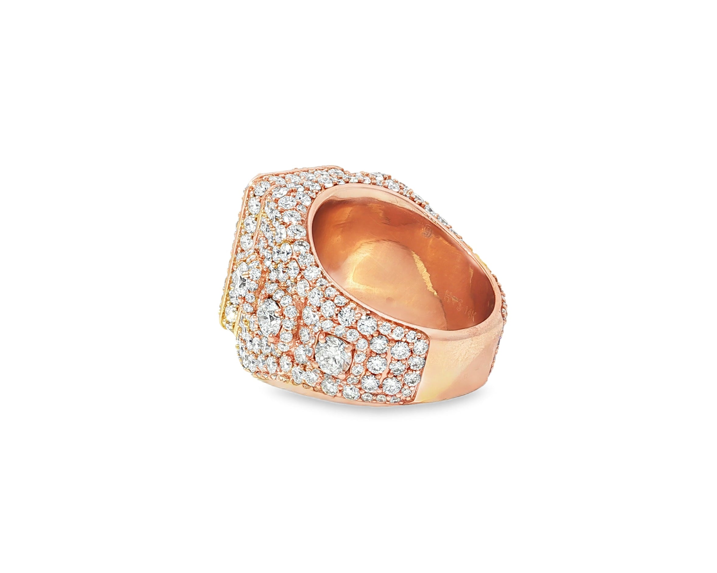 14k Gold Diamond Emerald - Cut Halo Dome Ring 9.41ct - AVI THE JEWELER