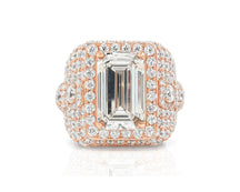 14k Gold Diamond Emerald-Cut Halo Dome Ring 9.41ct