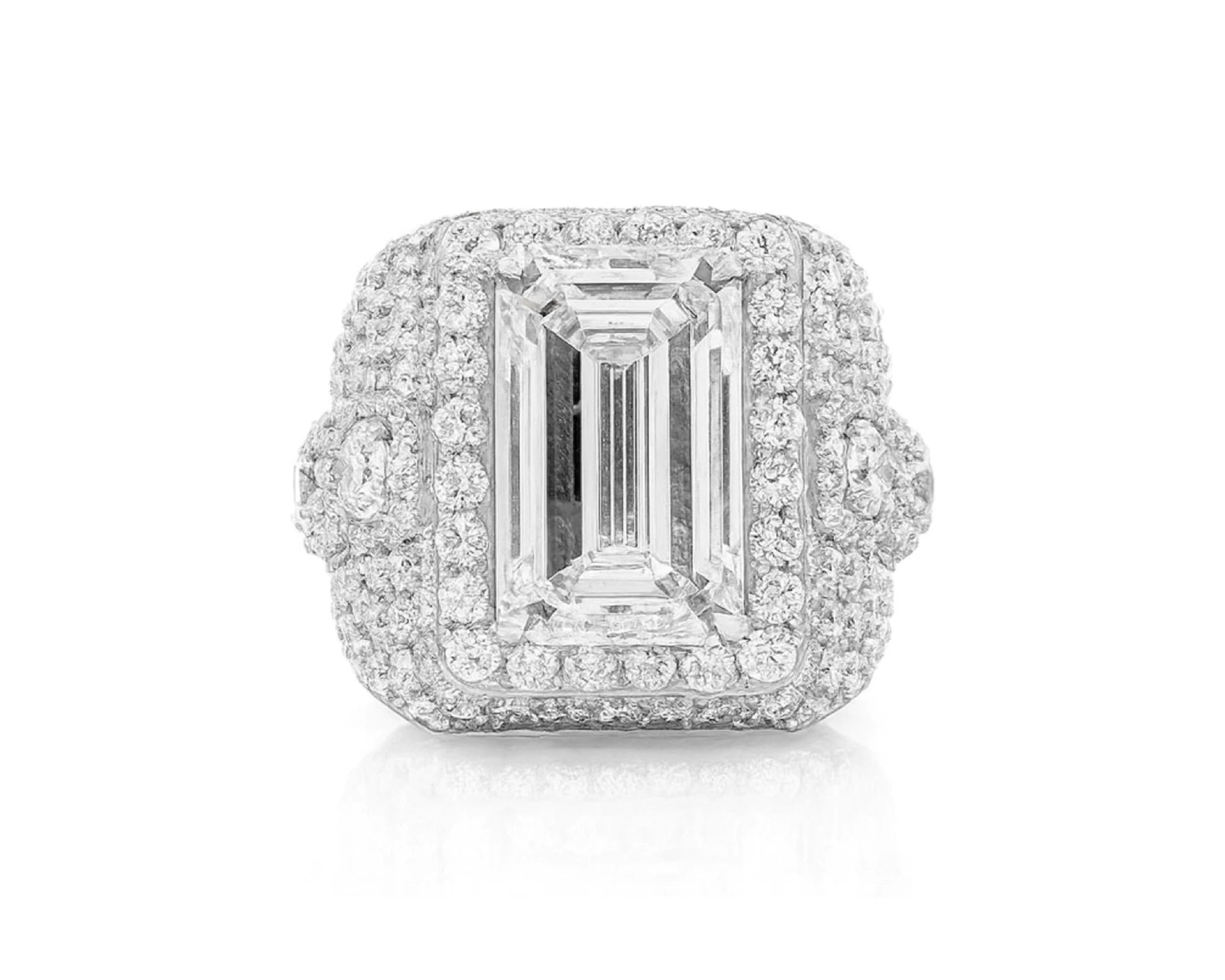 14k Gold Diamond Emerald-Cut Halo Dome Ring 9.41ct – lifestyle 2818