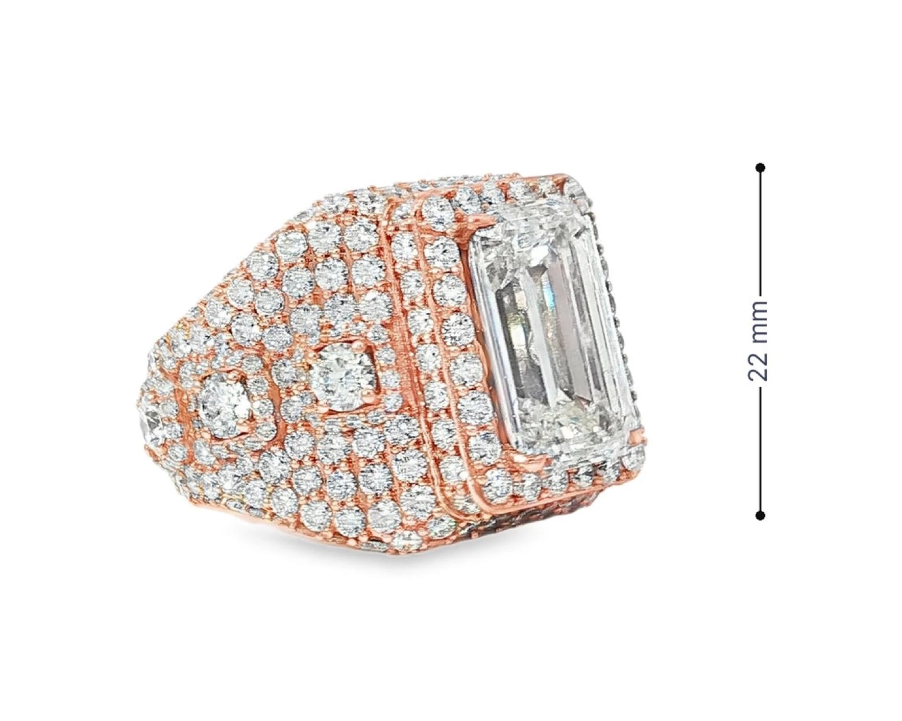 14k Gold Diamond Emerald-Cut Halo Dome Ring 9.41ct – lifestyle 3123