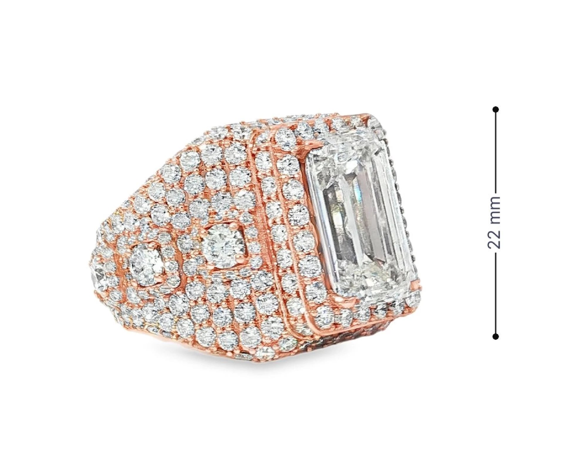 14k Gold Diamond Emerald-Cut Halo Dome Ring 9.41ct – lifestyle 3123