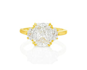 14k Gold Diamond Emerald-Cut Halo Ring with & Accent Diamonds 3.10 CT