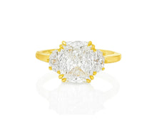 14k Gold Diamond Emerald-Cut Halo Ring with & Accent Diamonds 3.10 CT