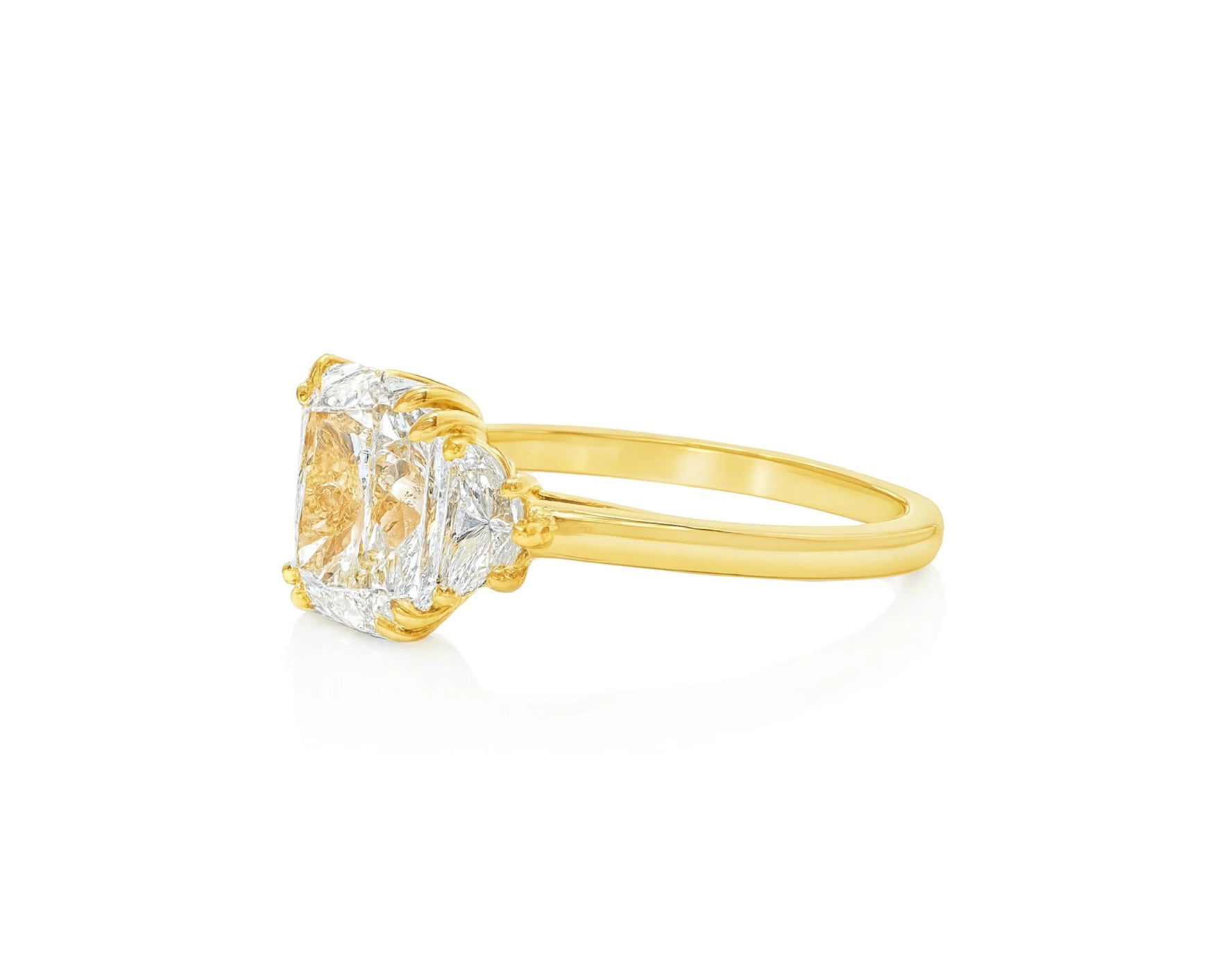 14k Gold Diamond Emerald-Cut Halo Ring with & Accent Diamonds 3.10 CT – lifestyle 2046